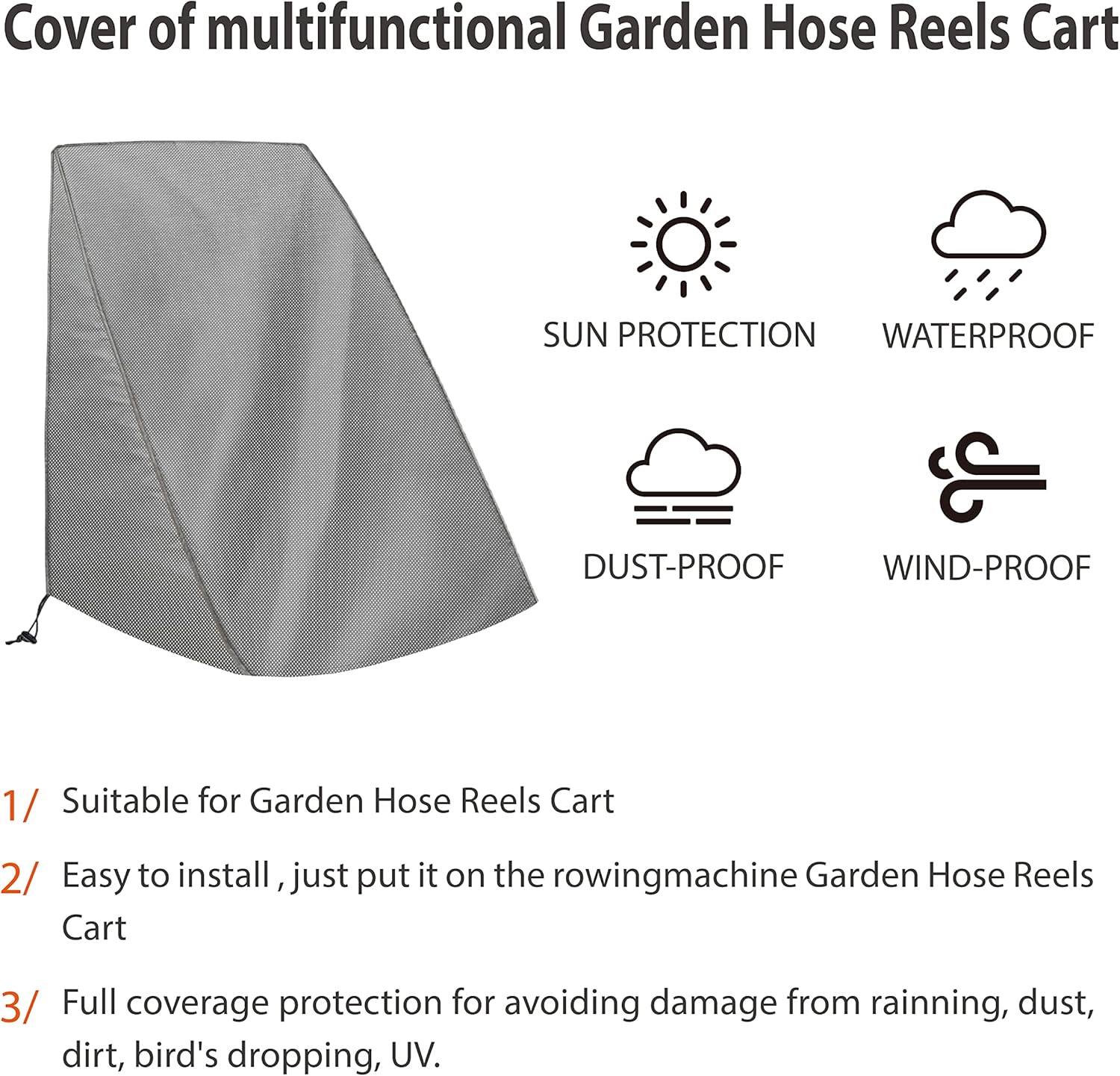 Veranda Patio Free Standing Portable Garden Hose Reel Cover,Protect Your Hose Reel and Prolong Its Life(25.9" x24.8" x 34.6")