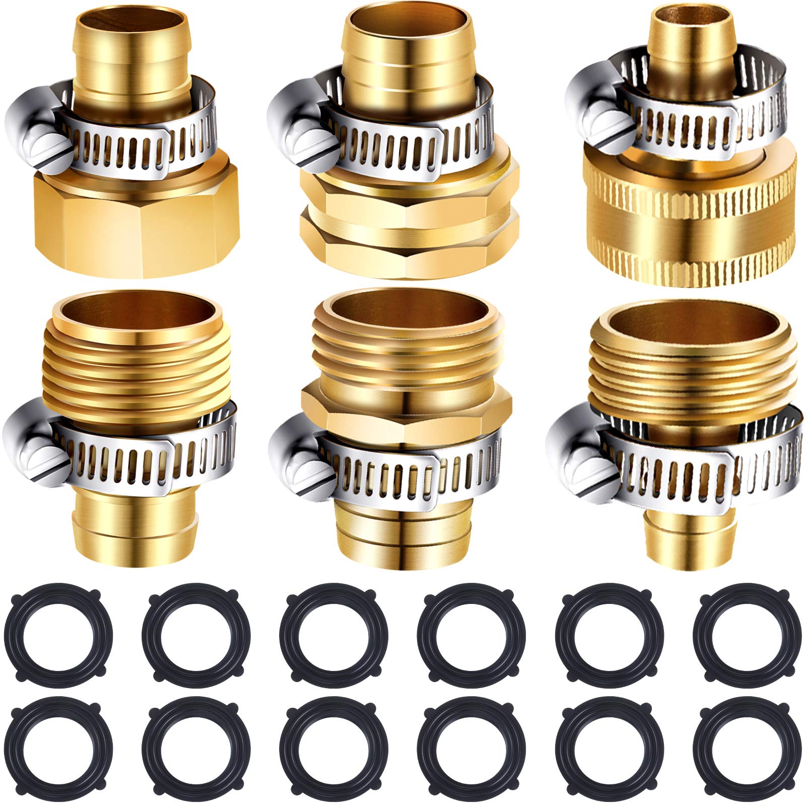 3 Sets 5/8 Inch Brass Garden Hose Mender End Repair Kit Water Hose End