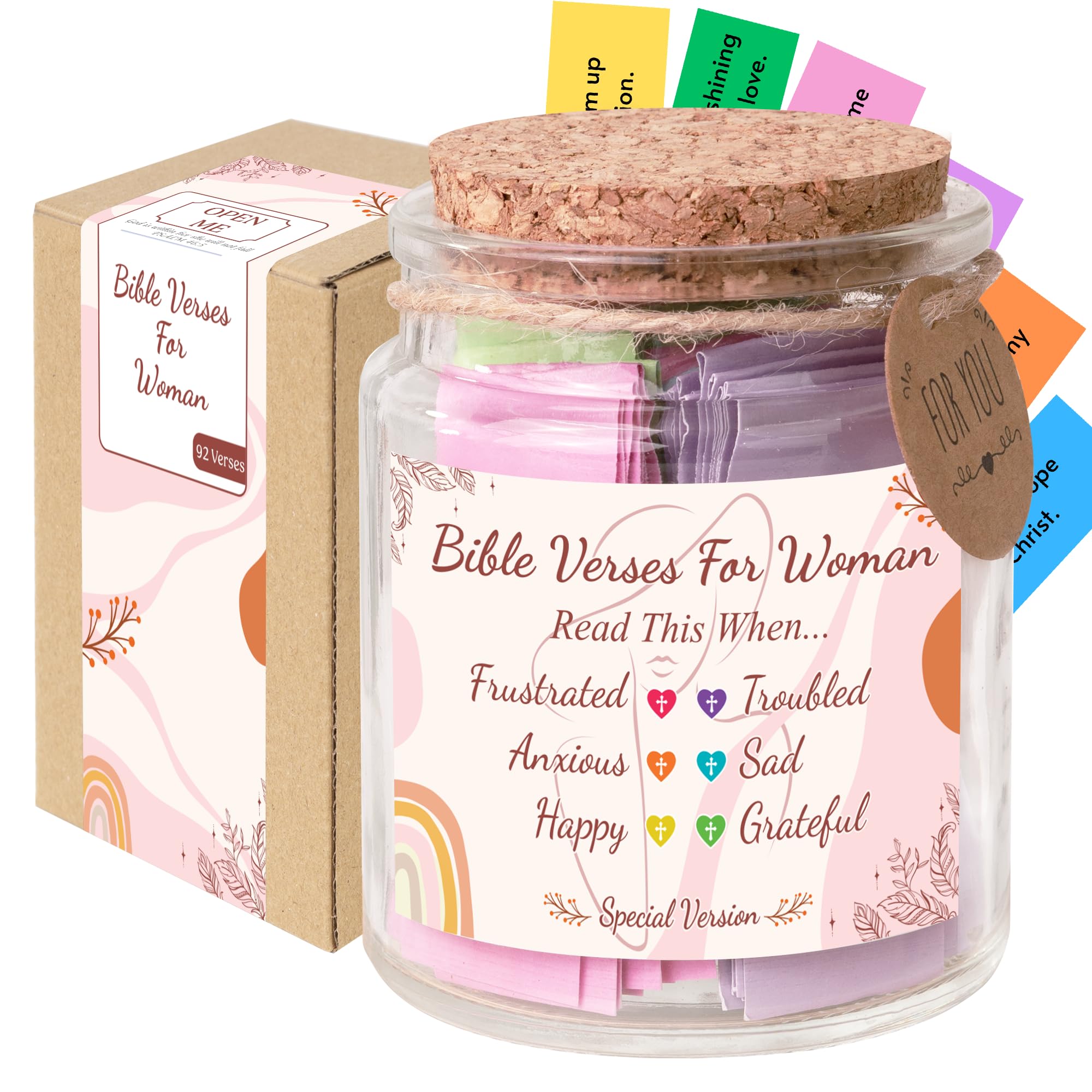 Bible Verses Jar for Women – Christian Gifts For Women, Color Coded Scripture Jar, Christian Valentine Gifts for Her