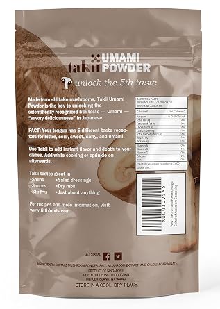 Takii Umami Powder, Shiitake Mushrooms, 1 Pack 3.5 Ounce Pouch | Add Instant Flavor and Depth to All Your Favorite Dishes