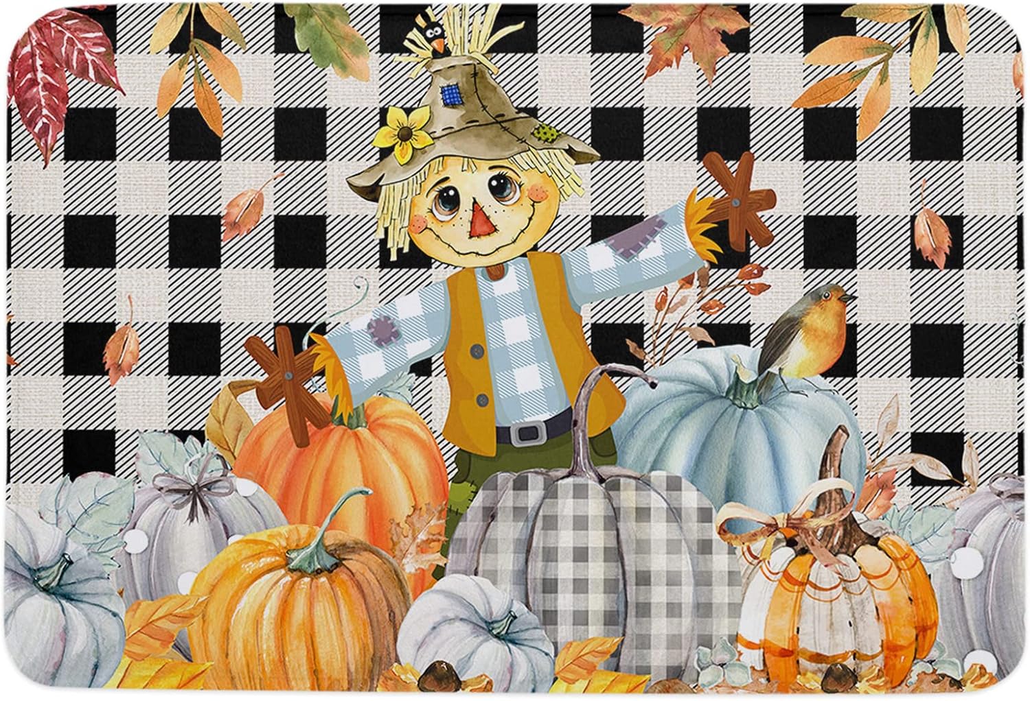 Thanksgiving Fall Pumpkin Maple Harvest Scarecrow Felt Door