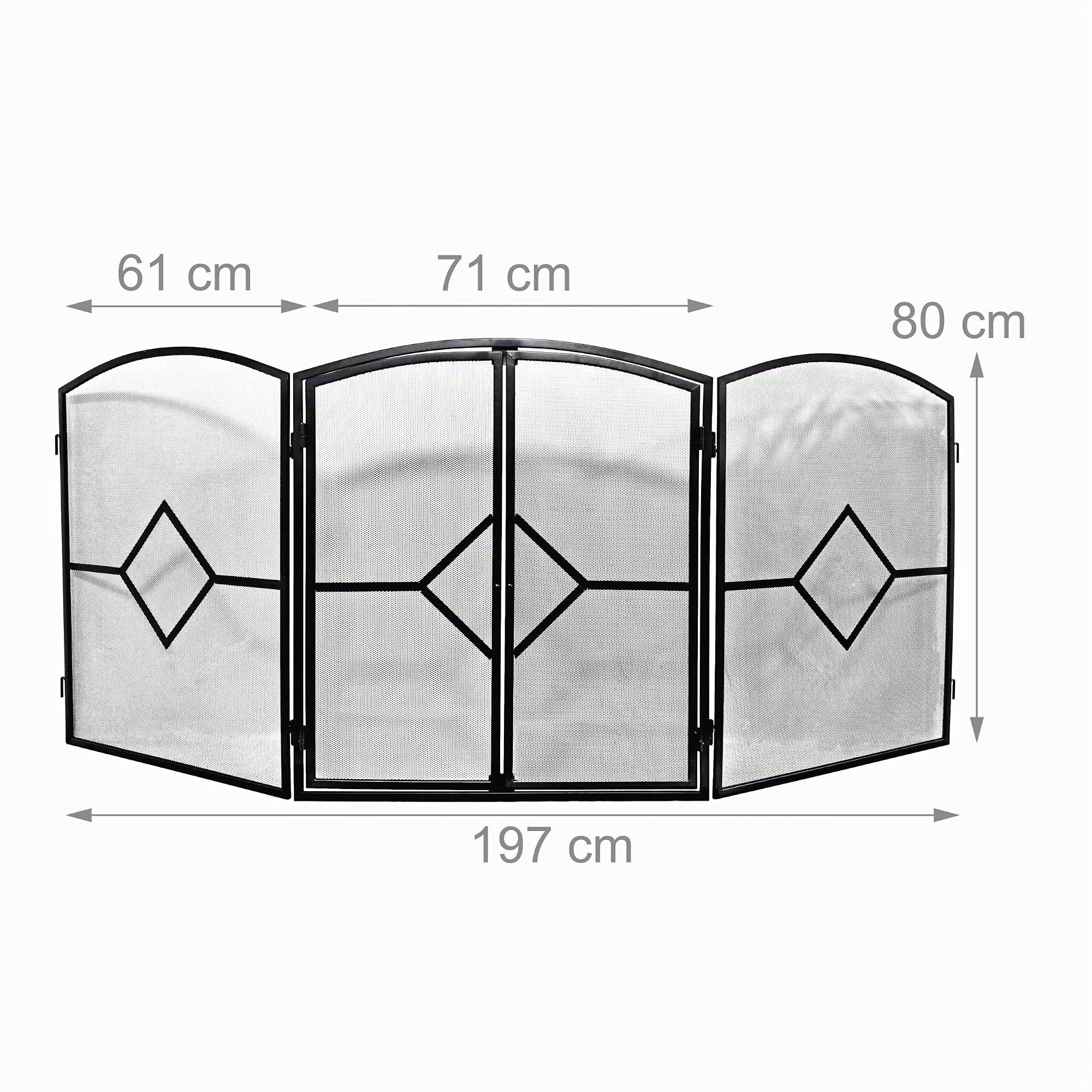 Relaxdays Rete parascintille, griglia per caminetto con Porta, HxLxP: 80 x 197 cm, Sicurezza
