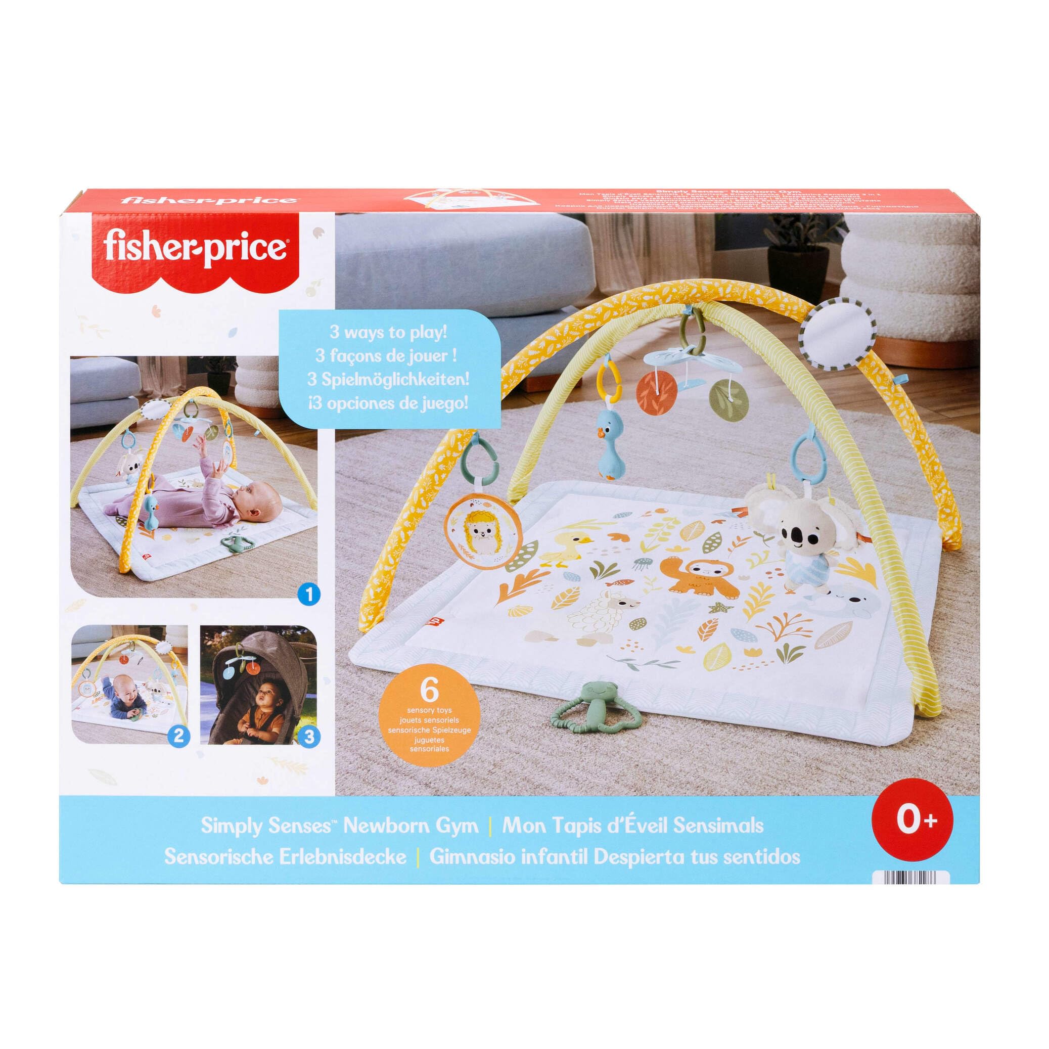 Fisher-Price Gimnasio Infantil Despierta Tus sentidos Alfombra de Actividades con Juguetes móviles y sensoriales Que favorecen el Desarrollo de los bebés a Partir del Nacimiento, JMN74