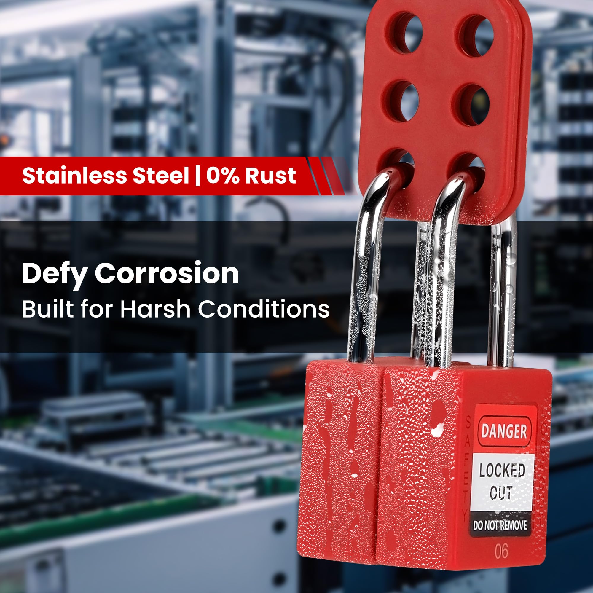 Juego de 50 candados de seguridad rojos compatibles con OSHA con 2 llaves cada una y etiquetas de etiquetado de bloqueo, diferentes cerraduras LOTO con llave para kits de bloqueo eléctrico