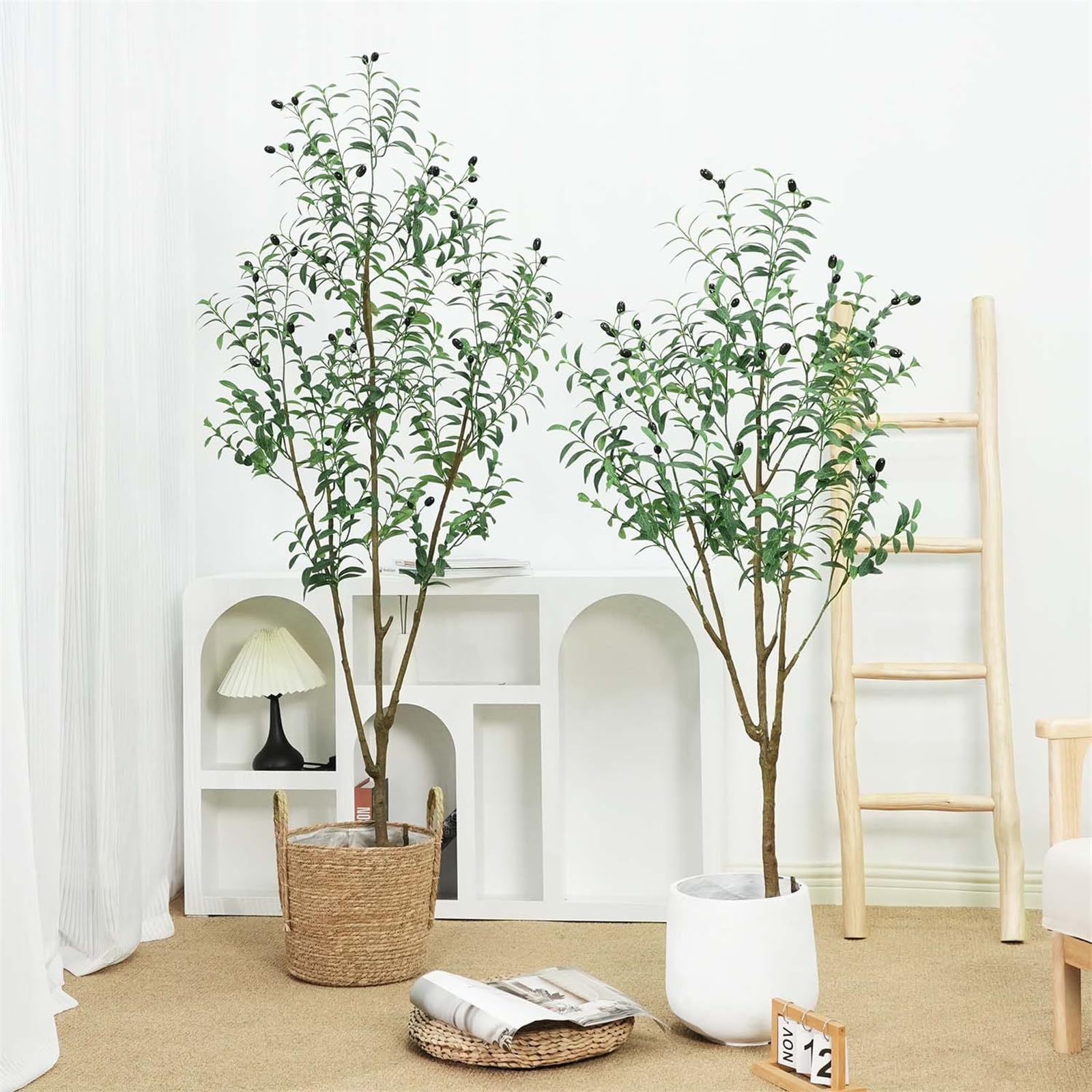 1,8 m künstlicher Olivenbaum mit naturgetreuen Olivenblättern, künstlicher Olivenbaum im Topf, Olivenbaum aus Seide für die Dekoration von Wohnzimmer,Schlafzimmer und Büro
