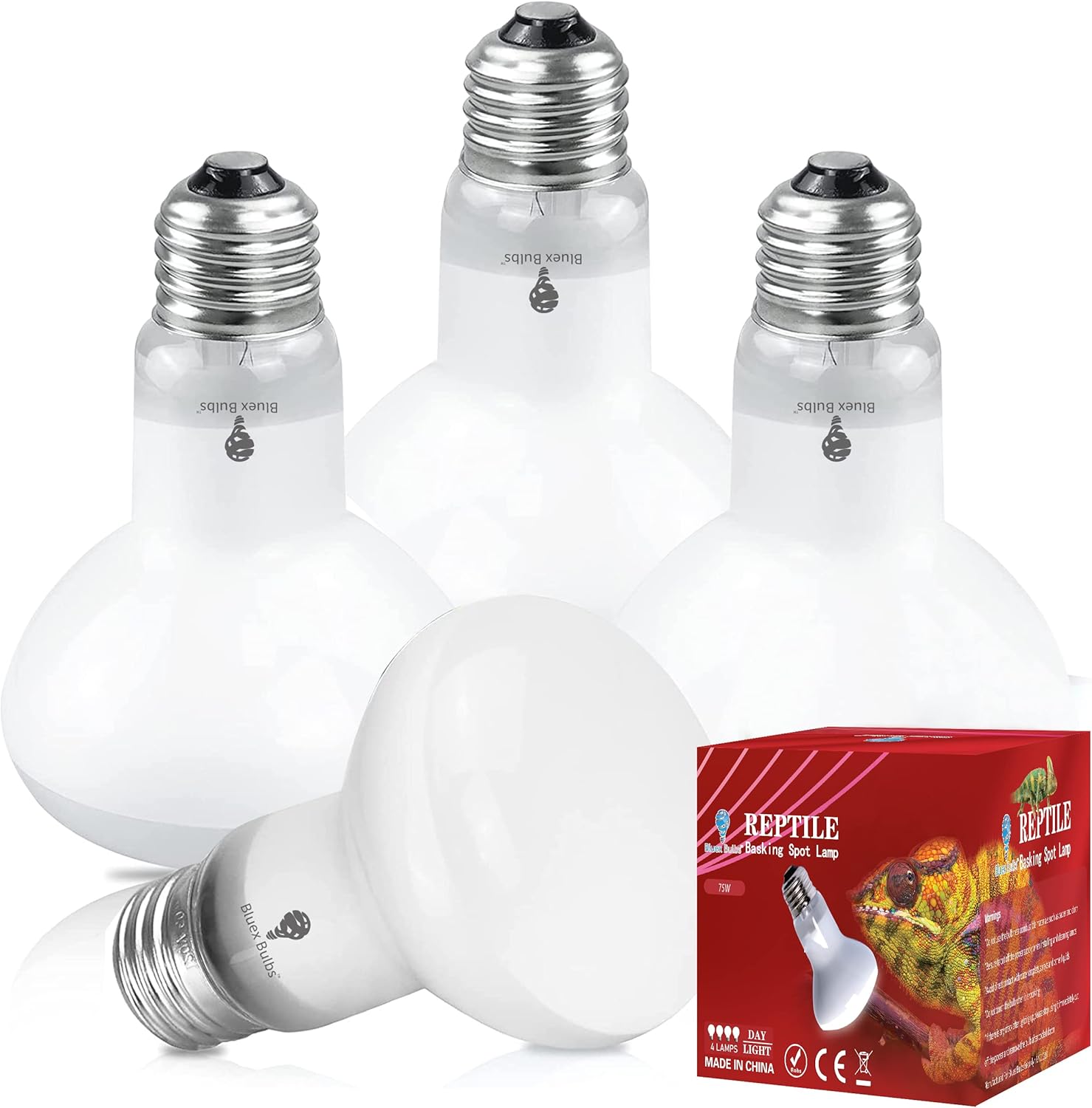 4 Pack 75Watt Basking Light for Reptile Heat Lamp Bulbs