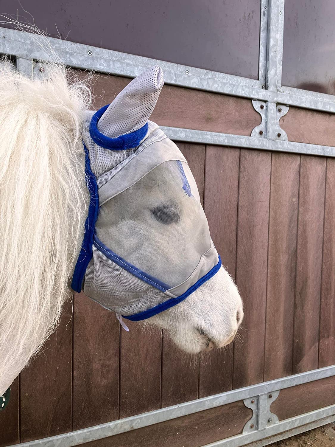 Ruggles Shetland Masque anti-mouches miniature Section A | Protection des yeux pour cheval et poney Mini petite et grande | Doublure polaire (Shetland L-sans nez)