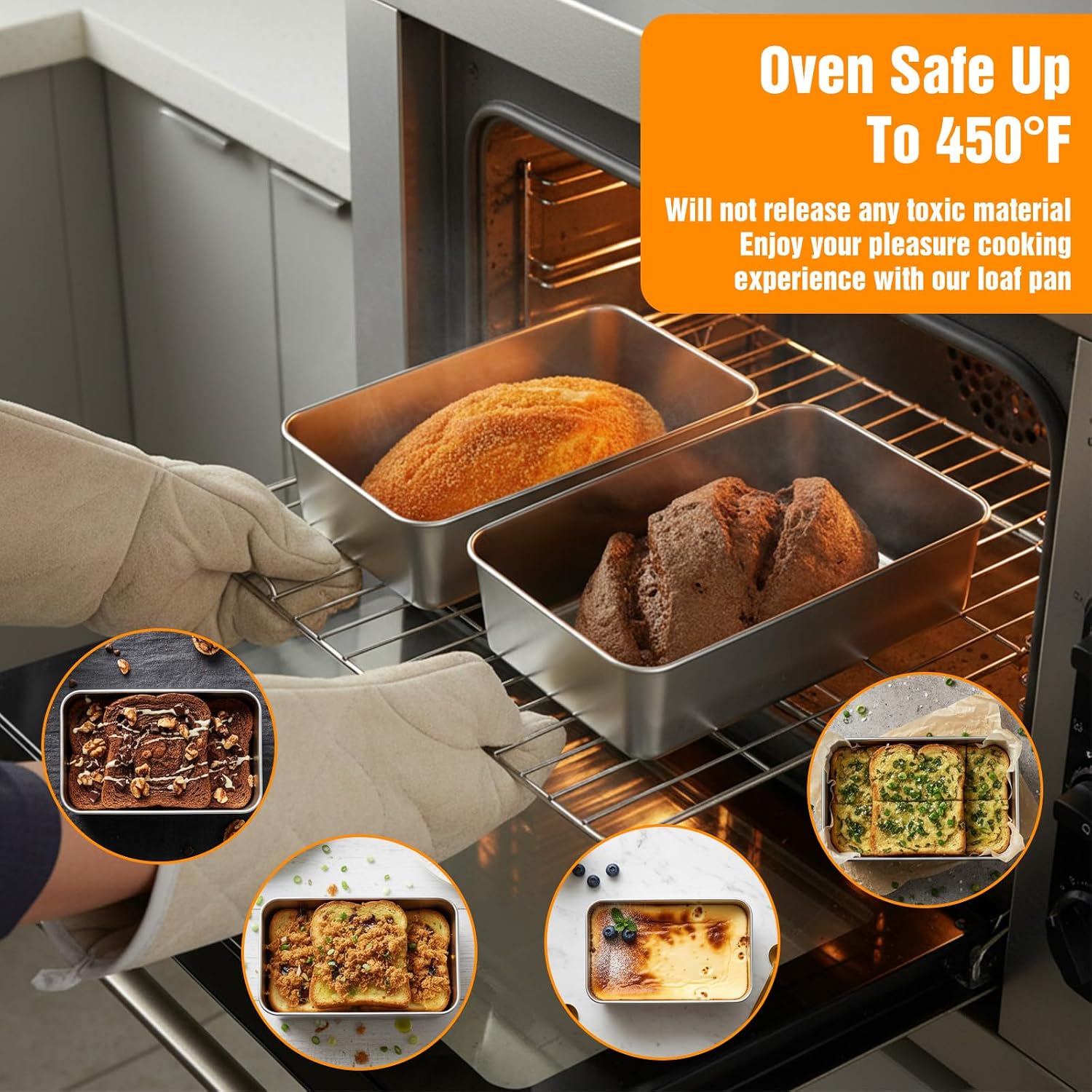 4 Pack Loaf Pans for Baking Bread, 8.7 x5 Inch Bread Stainless Steel Loaf Toast Baking Pans for Homemade Meatloaf Lasagna Cake, Banana, Brownies, Silver, Dishwasher Safe