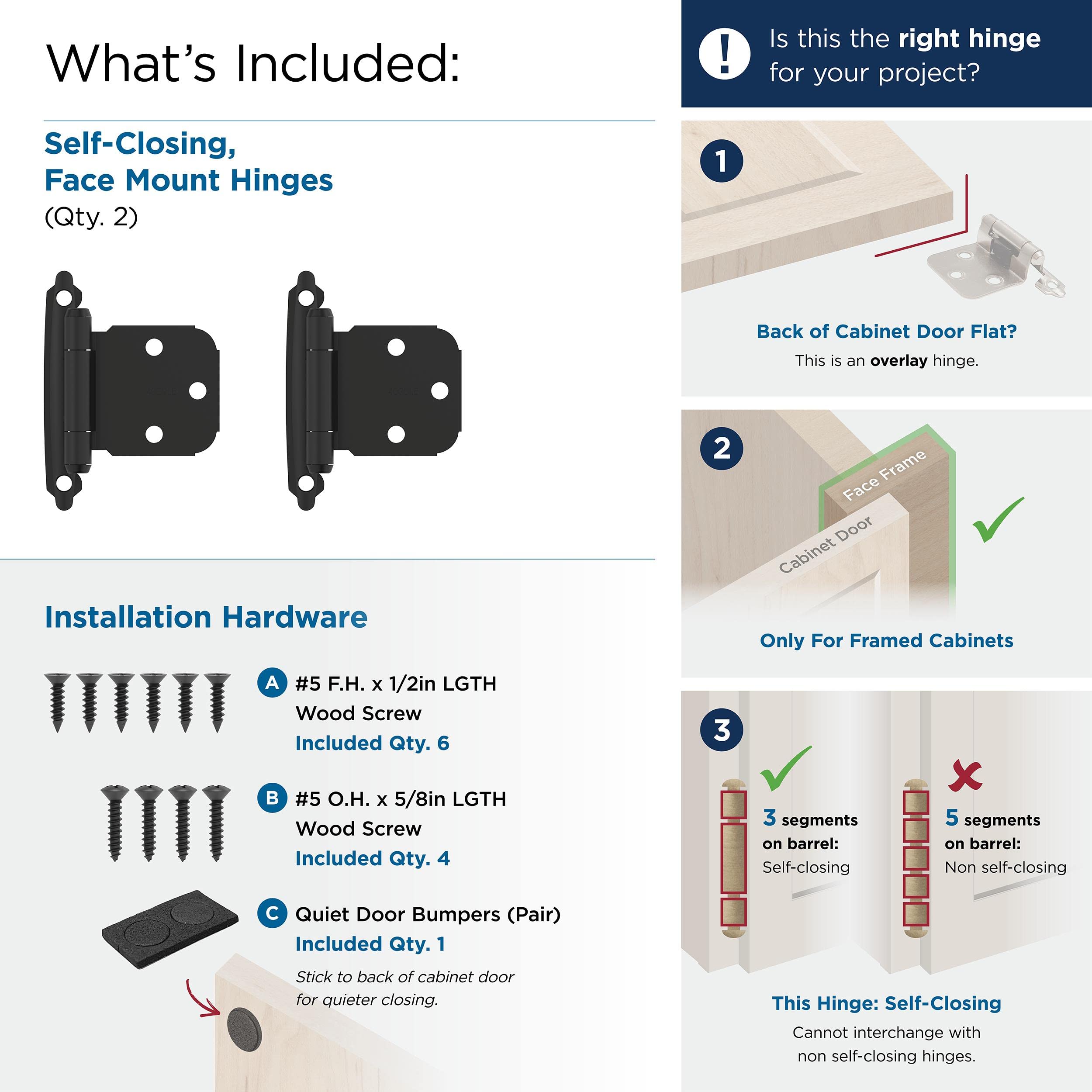 Amerock BPR7629FB Hinge, Matte Black, Flat - Image 3