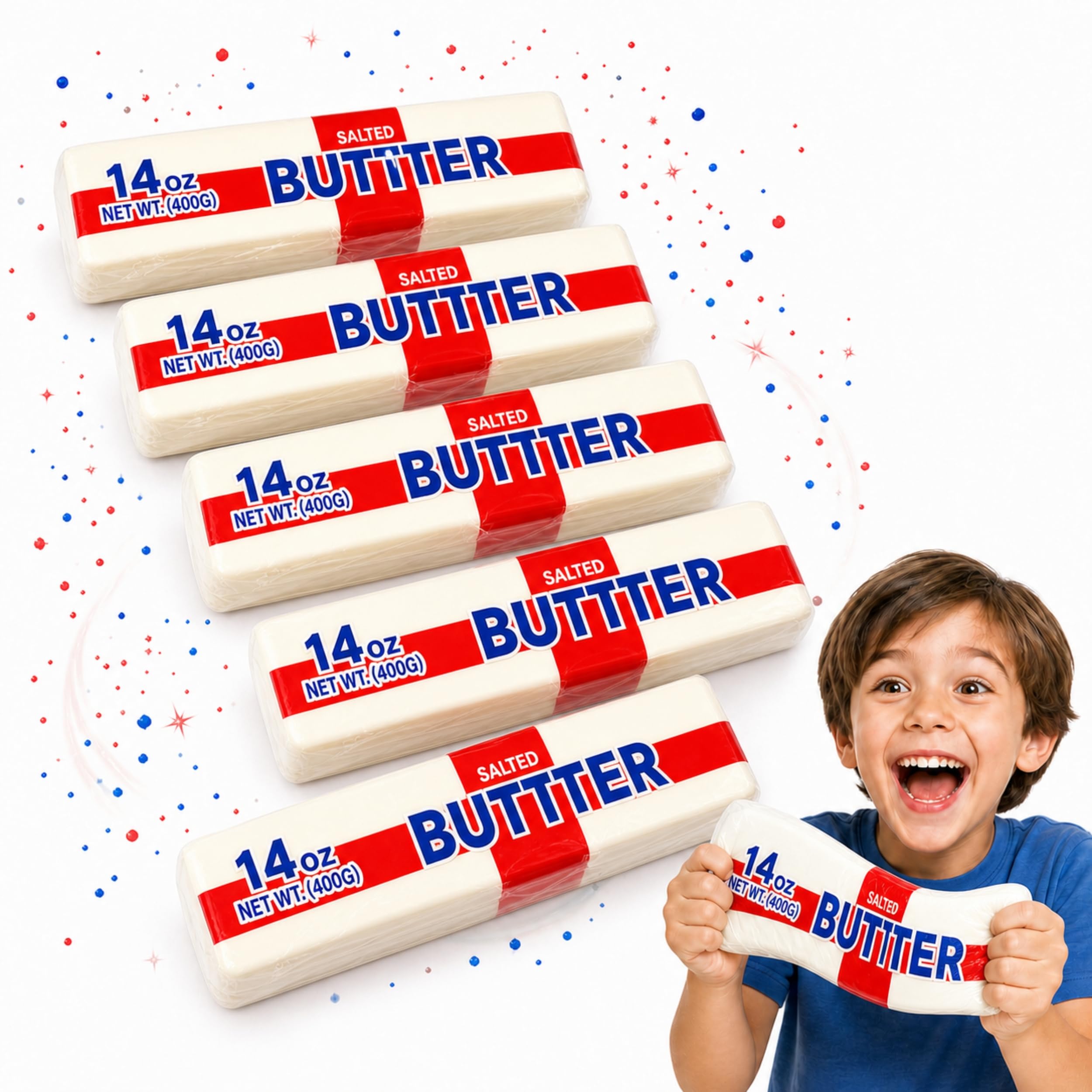 SGM Butter Squishy England St George Cross, Pack of 6 Jumbo 9.45in Slow Rise Butter Stick Fidget Toys, Individually Wrapped Sensory Stress Relief Squishy for Kids, Party Bag Filler, Ages 3+ BF-2149-2
