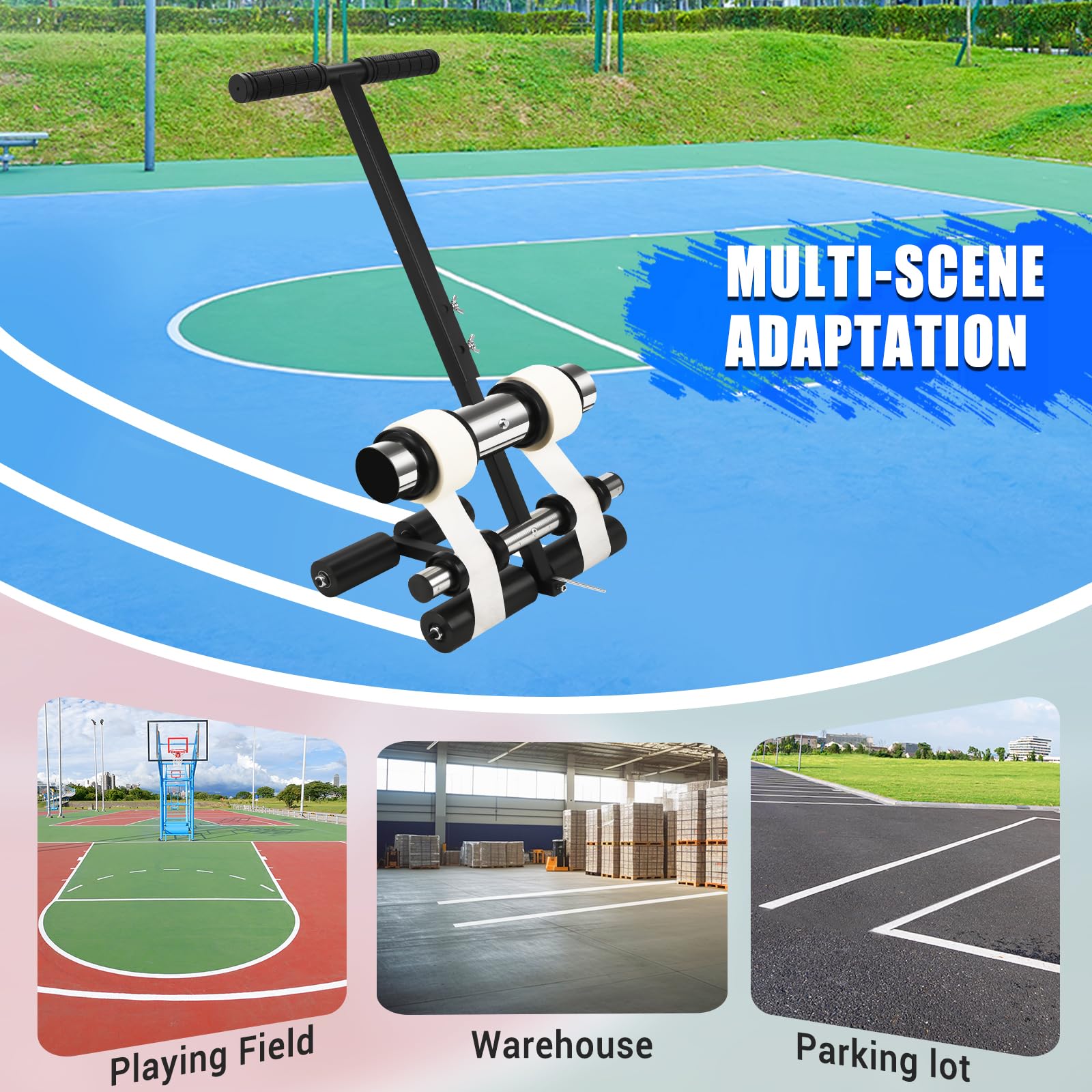 GADFISH Court Line Tape Maschine, Basketball Court Line Striping Machine, Spielfeld Striping Line Marking Machine, Einstellbare Bodenfarbe Tape Applikator für Parkplätze, Auffahrt, Werkstatt
