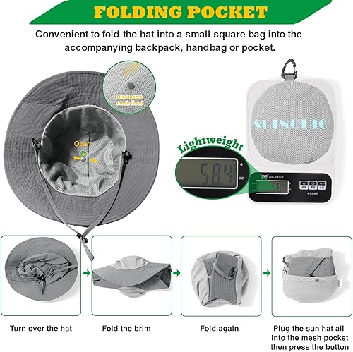 Miniatura 9 de Sombrero de lluvia impermeable para hombres y mujeres, ala ancha, protección solar, plegable, sombrero Boonie para exteriores, playa, safari, pesca