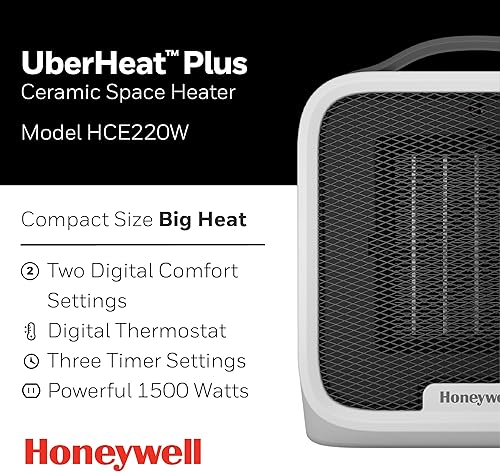 Miniatura 2 de Honeywell UberHeat Plus - Calentador de cerámica para habitaciones pequeñas, color blanco