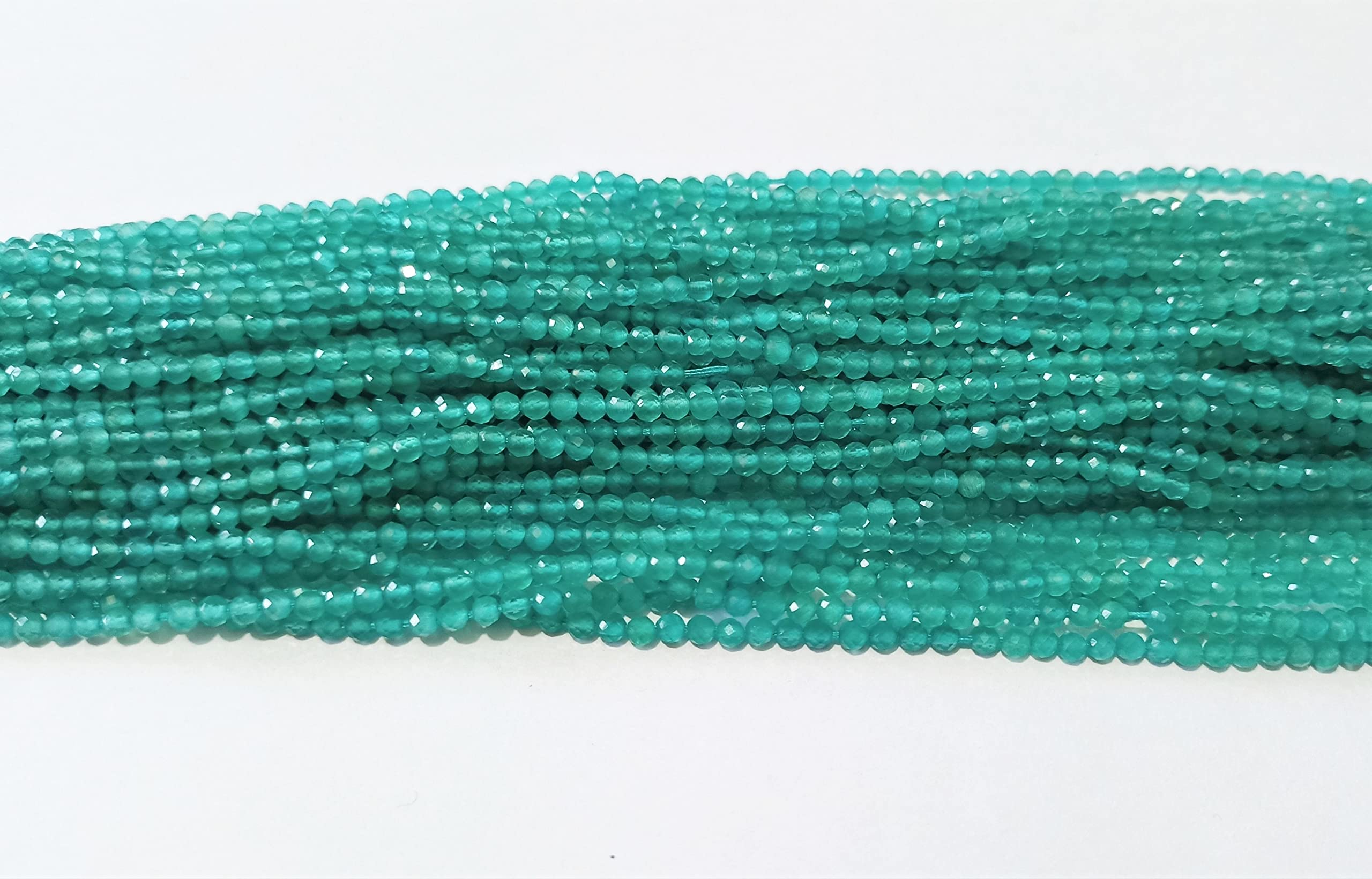 Naturalny zielony chalcedon fasetowane okrągłe koraliki około 3 mm | sznurek 33 cm | koraliki do biżuterii DIY - kolczyki, naszyjnik, bransoletka, łańcuszek na kostkę (5)