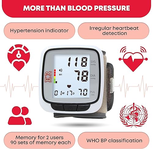 Miniatura 9 de Ever Ready First Aid Reloj de pulsera de presión arterial totalmente automático para uso doméstico, color morado, baterías incluidas