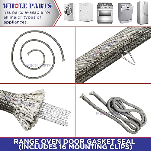 Miniatura 6 de Whole Parts Sello de junta de puerta de horno de gama incluye 16 clips de montaje pieza  316403101 - Reemplazo y compatible con algunas cocinas u