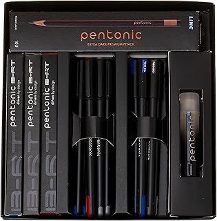 Pentonic Smart Kit | 3 B-RT Pens, 5 Ball Pens, 5 Gel Pens, 1 Glue, 10 Wooden Pencils | 5 in 1 Stationery Gift Box