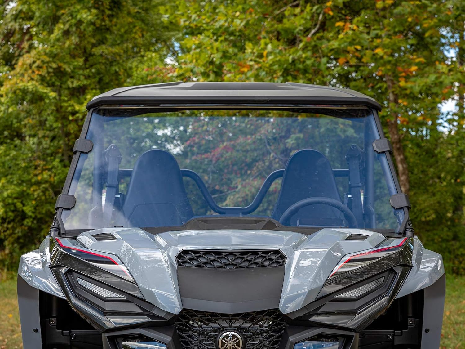 SuperATV Scratch Resistant Full Windshield for 2021+ Yamaha Wolverine RMAX 2 / RMAX 4 | Easy Installation |1/4" Thick Polycarbonate | Includes Pre-installed Bulb Seal