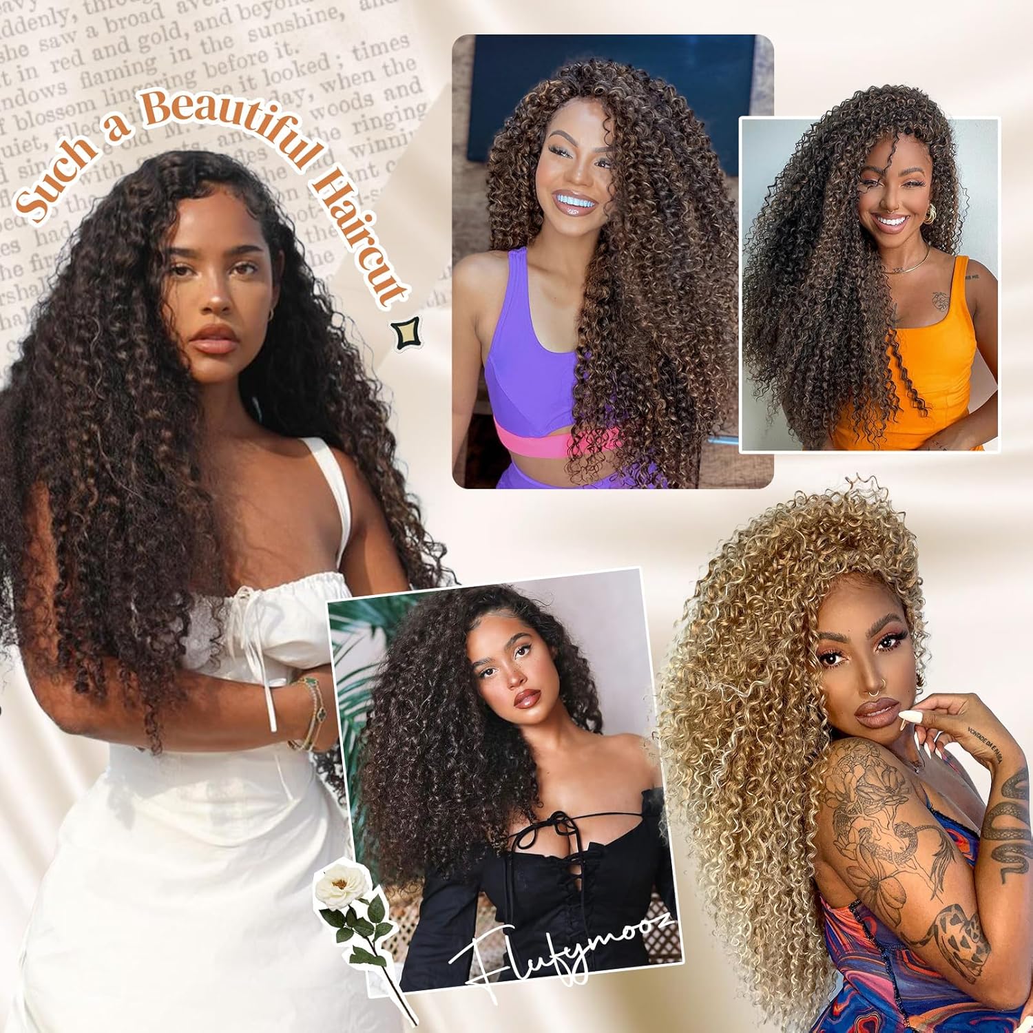 FLUFYMOOZ Clip in Hair Extensions, 20" 4PC 100% Pure Protein Silk Hair Extensions for Black White Women Long Soft Curly Hair Extension Hairpiece(Dark Chocolate Brown) - Image 5