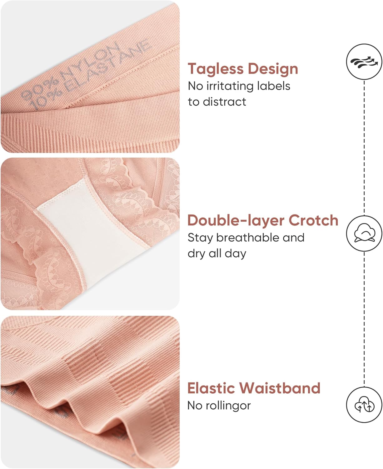 Women's Underwear 4 Pack High Waisted Tummy Control Ladies Panties with Lace Comfortable Briefs Full Coverage - Image 5