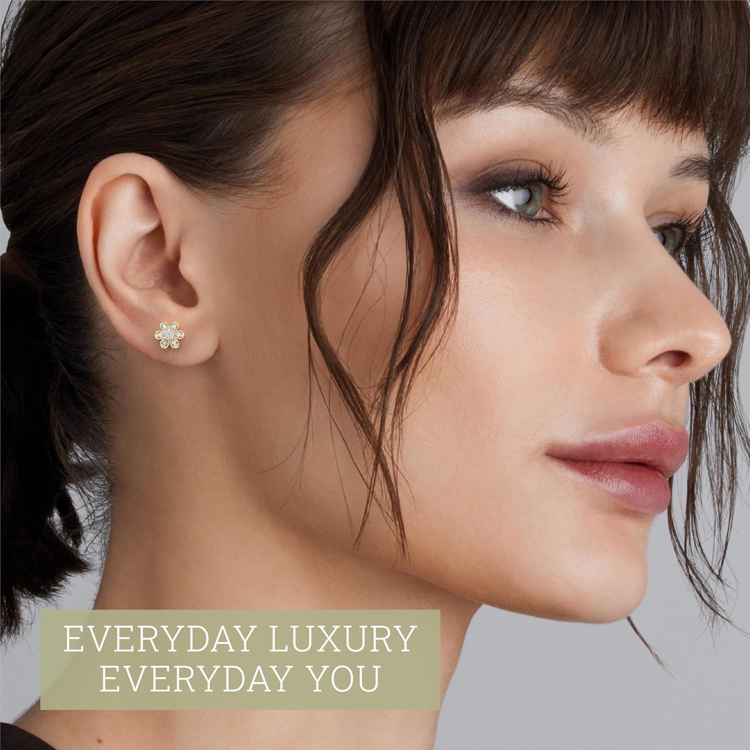 Itsy Bitsy by Gilded 14KT Gold Plated Sterling Silver Stud Earrings, 0.10 CTTW, SI1 F-Color Lab Grown Diamond, Push Back