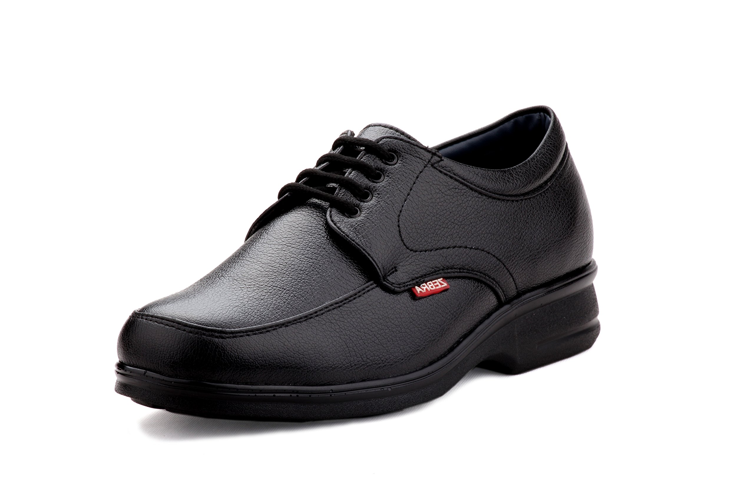 zebra Men's Comfortable Leather Black Formal Shoes-picture-4