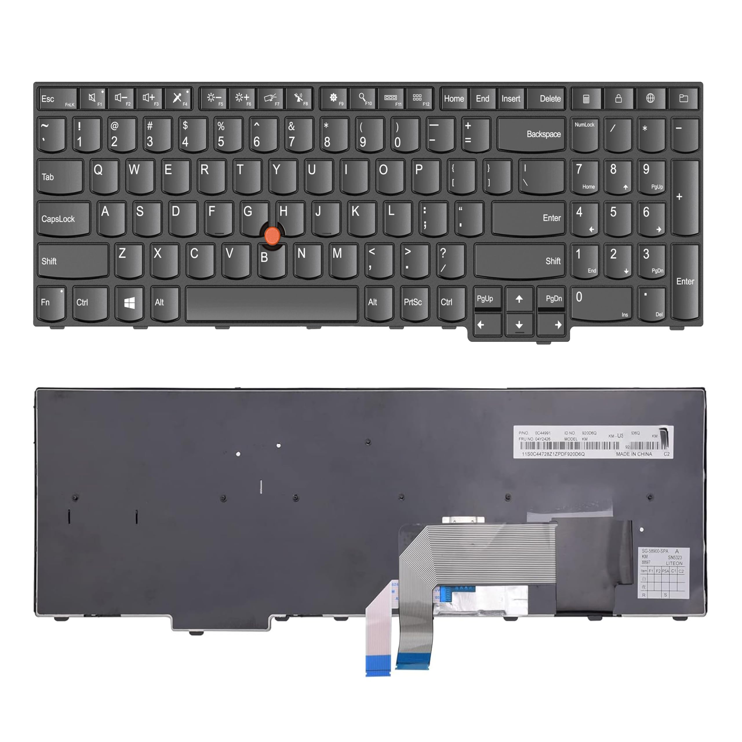 Replacement Keyboard for ThinkPad T550 T540 T540p W540 W541 W550s L540 T560 L560 L570, US Layout Non-Backlit Keyboard with Trackpoint for ThinkPad T Series