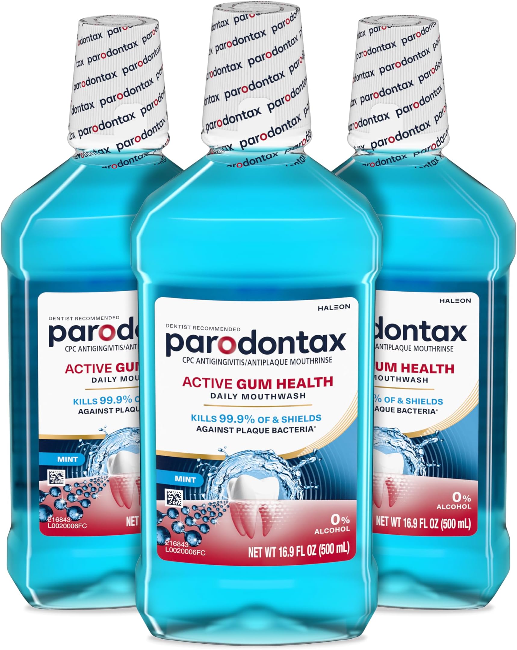 Parodontax Active Gum Health Mouthwash, Antiplaque and Antigingivitis Mouthwash, Mint, 3x16.9 Fl Oz