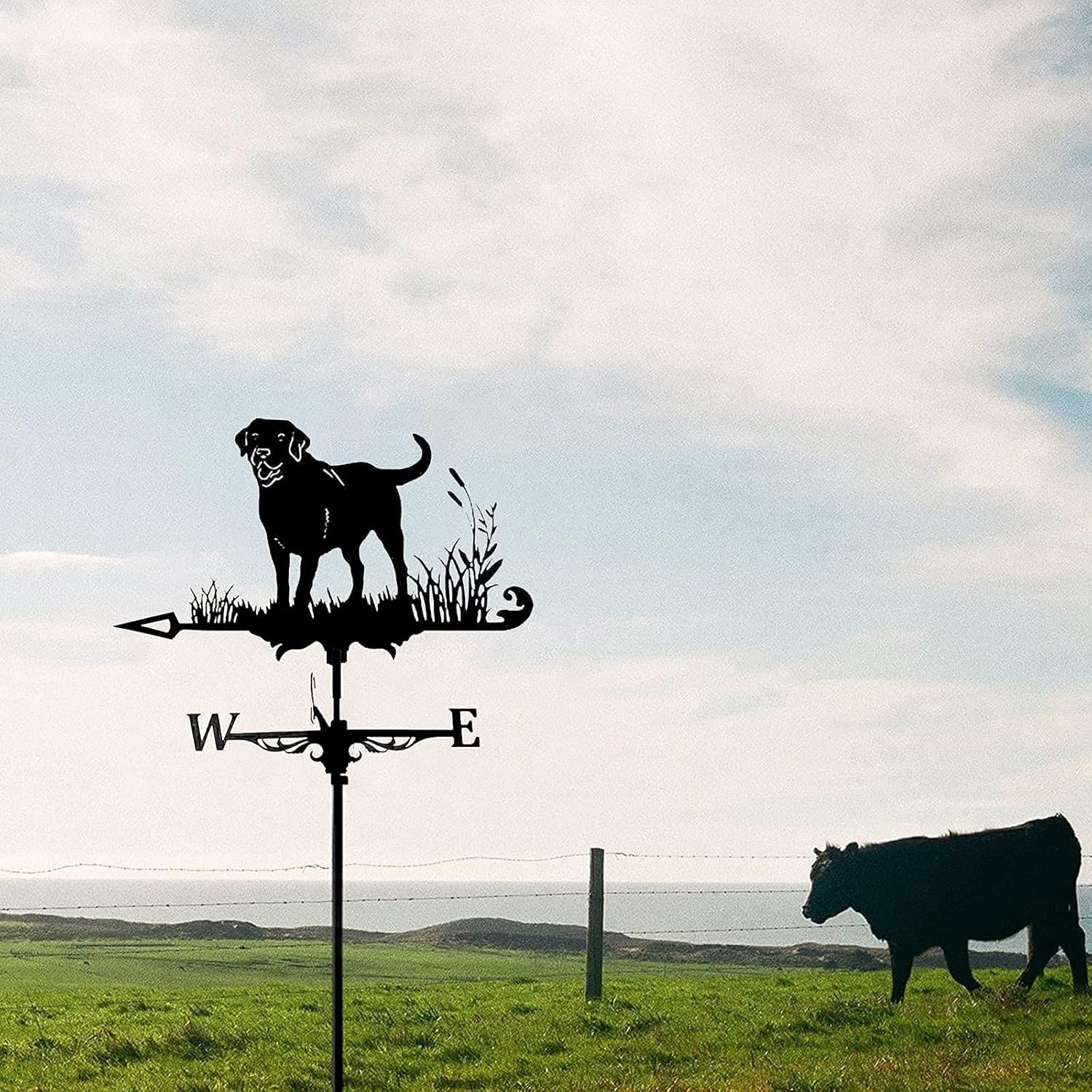 Weather Vane Dog Weathervane with Dachshund in The Grass Pattern Ornament Metal Weather Vane with Wind Direction Indicator,Outdoor Garden Stake Metal Bracket Weather Vane