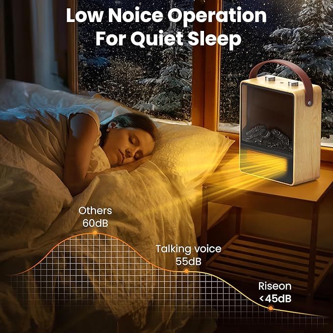 Chimenea Eléctrica Riseon 1500W/750W con Llama LED 3D Portátil Roble miniatura 5