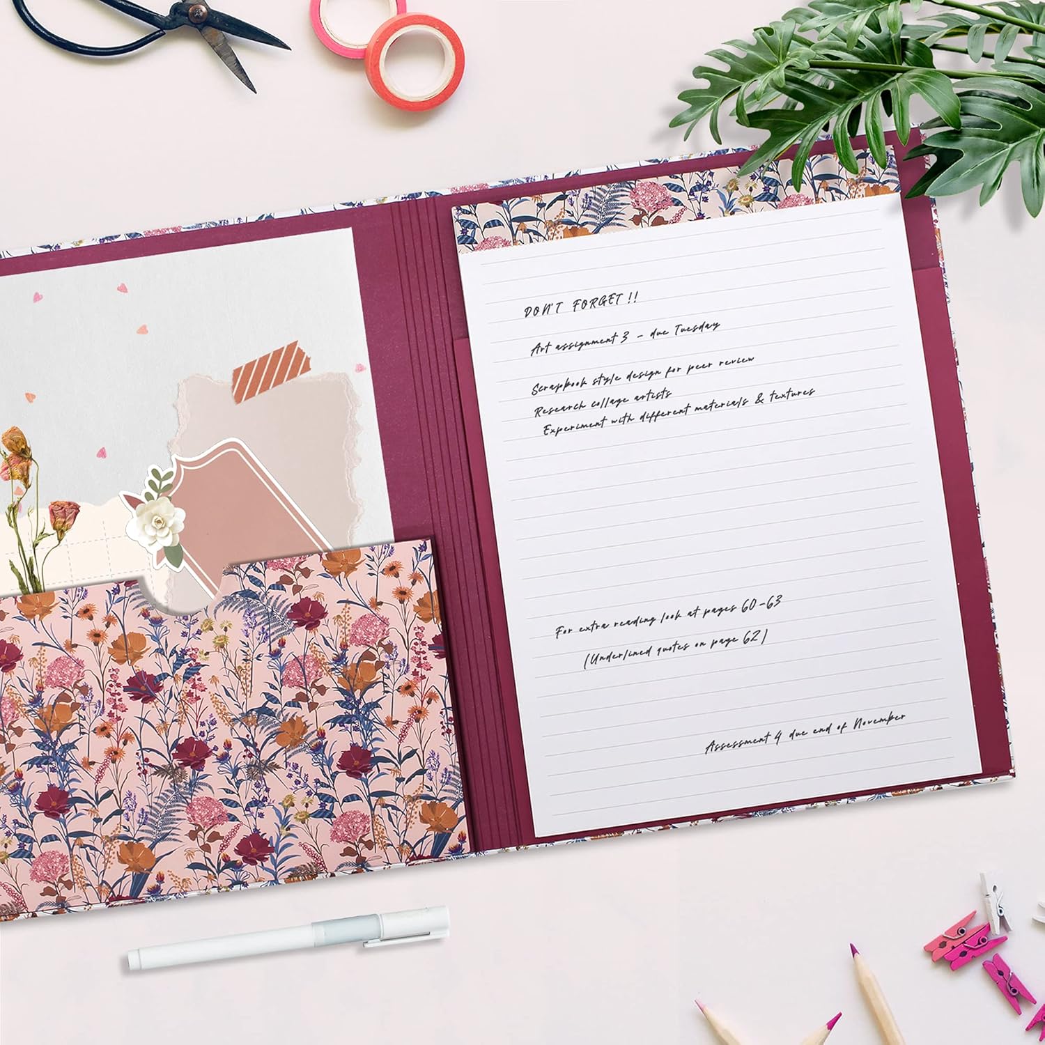 Pukka Pad Bloom A4 Padfolio – Document Storage Clipboard with Inner File Folder and Notepad - 12.6 x 5.3in – Cream