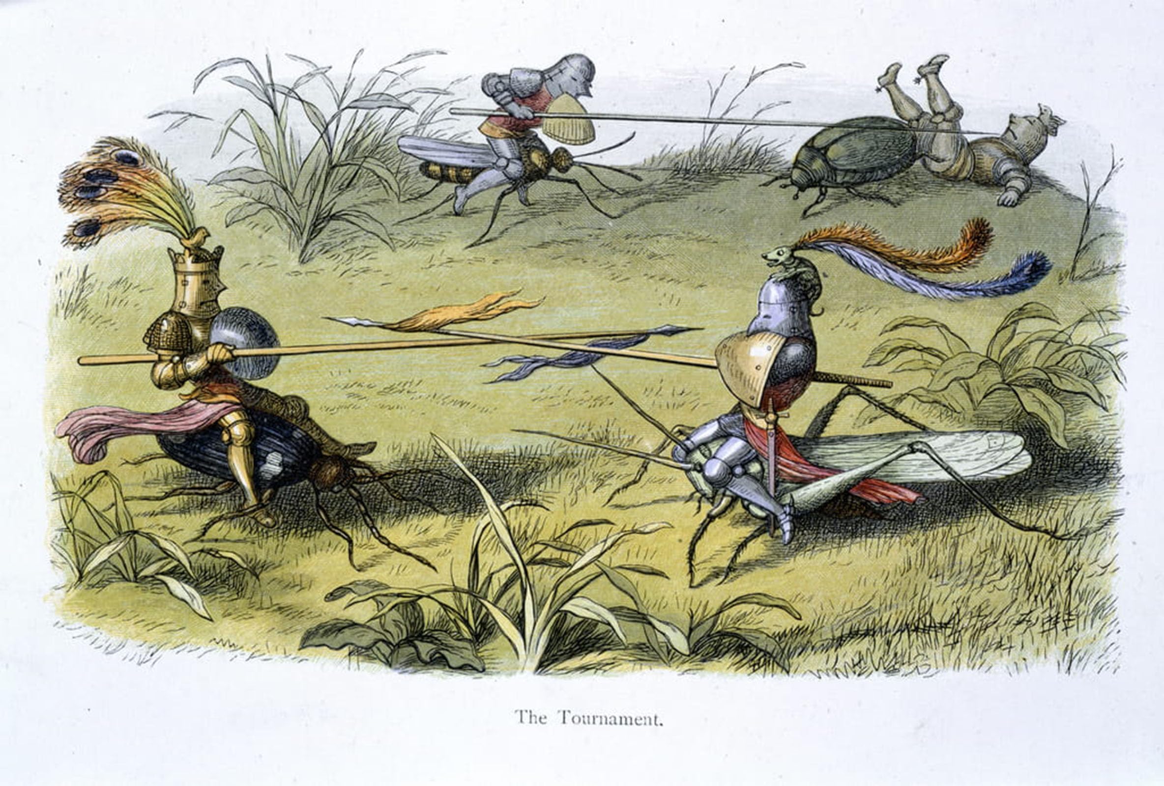 ARTXLXXBN Famous Prints Artwork Pictures Poster Painting Art Elf Knights Jousting by Richard Doyle Artwork Landscape Pictures for Home Decor 60x90cm