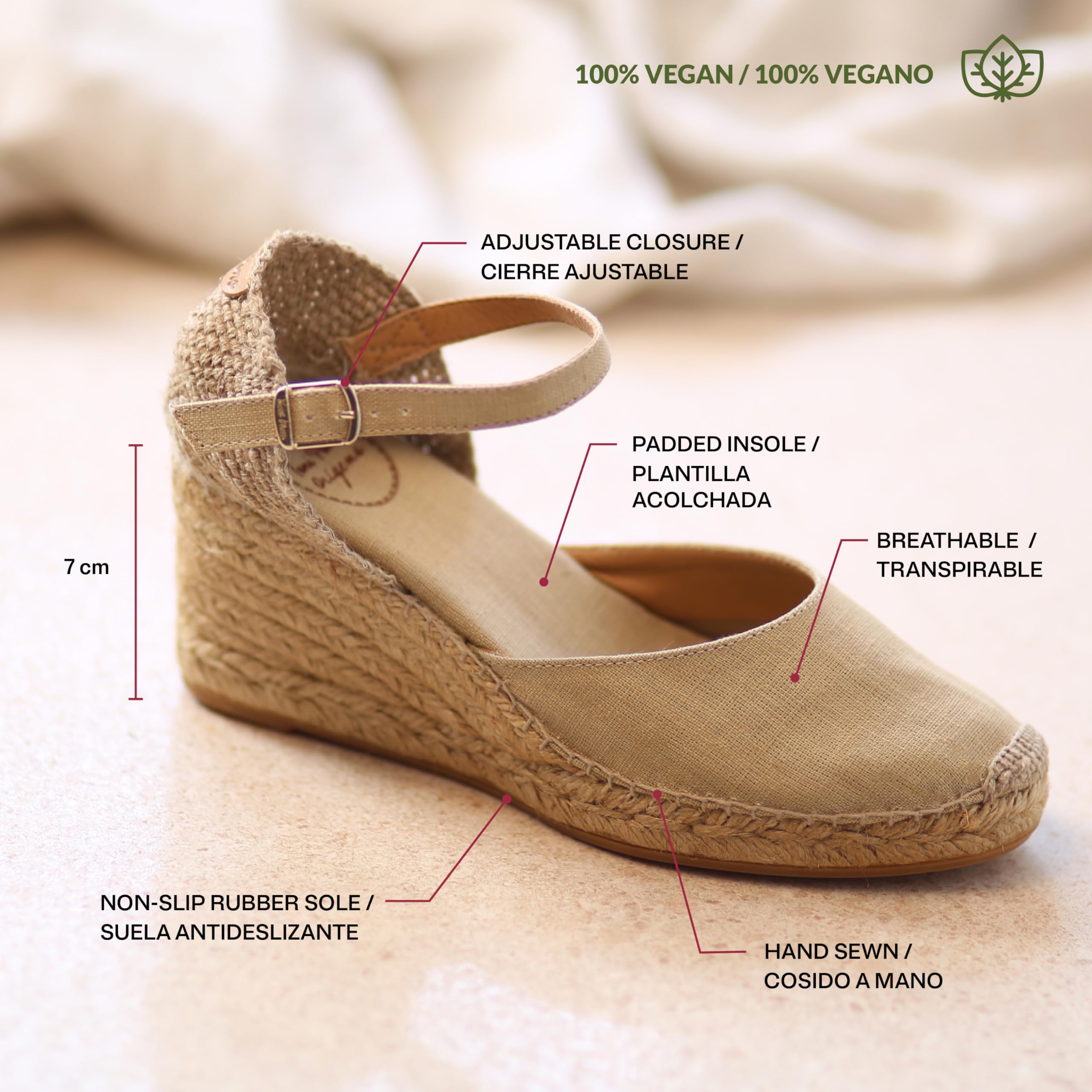 Toni Pons CALDES - Espadrillas con Zeppa da Donna Vegan realizzate in Lino.