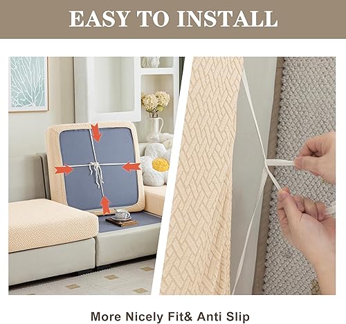 Miniatura 7 de Jin Le Fundas elásticas de 4 piezas para cojines de sofá seccional izquierdaderecha en forma de L (3 plazas + 1 diván, gris plateado) fundas de sofá