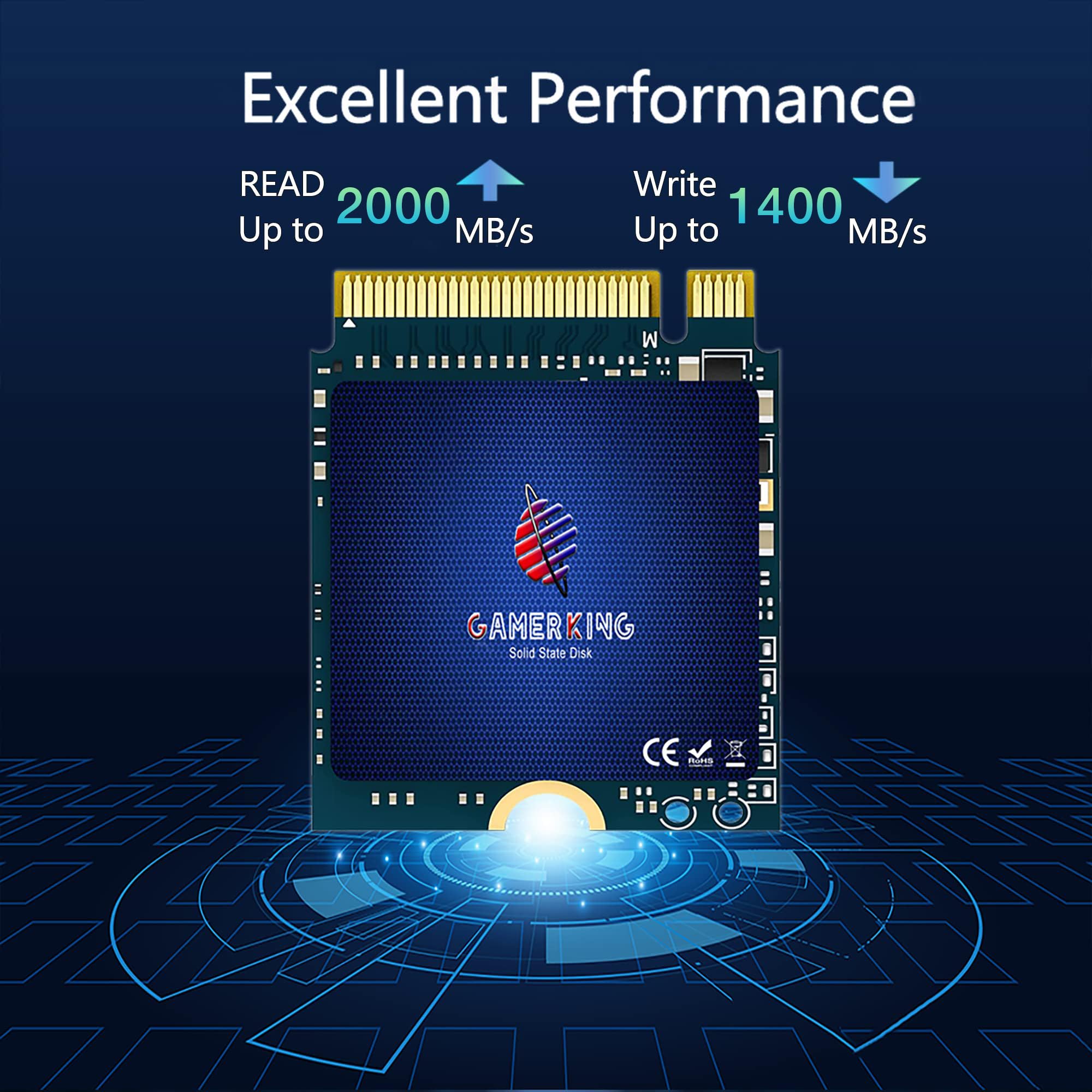 GAMERKING Disque SSD interne M.2 2230 NVMe PCIe Gen 3.0X4 128 Go