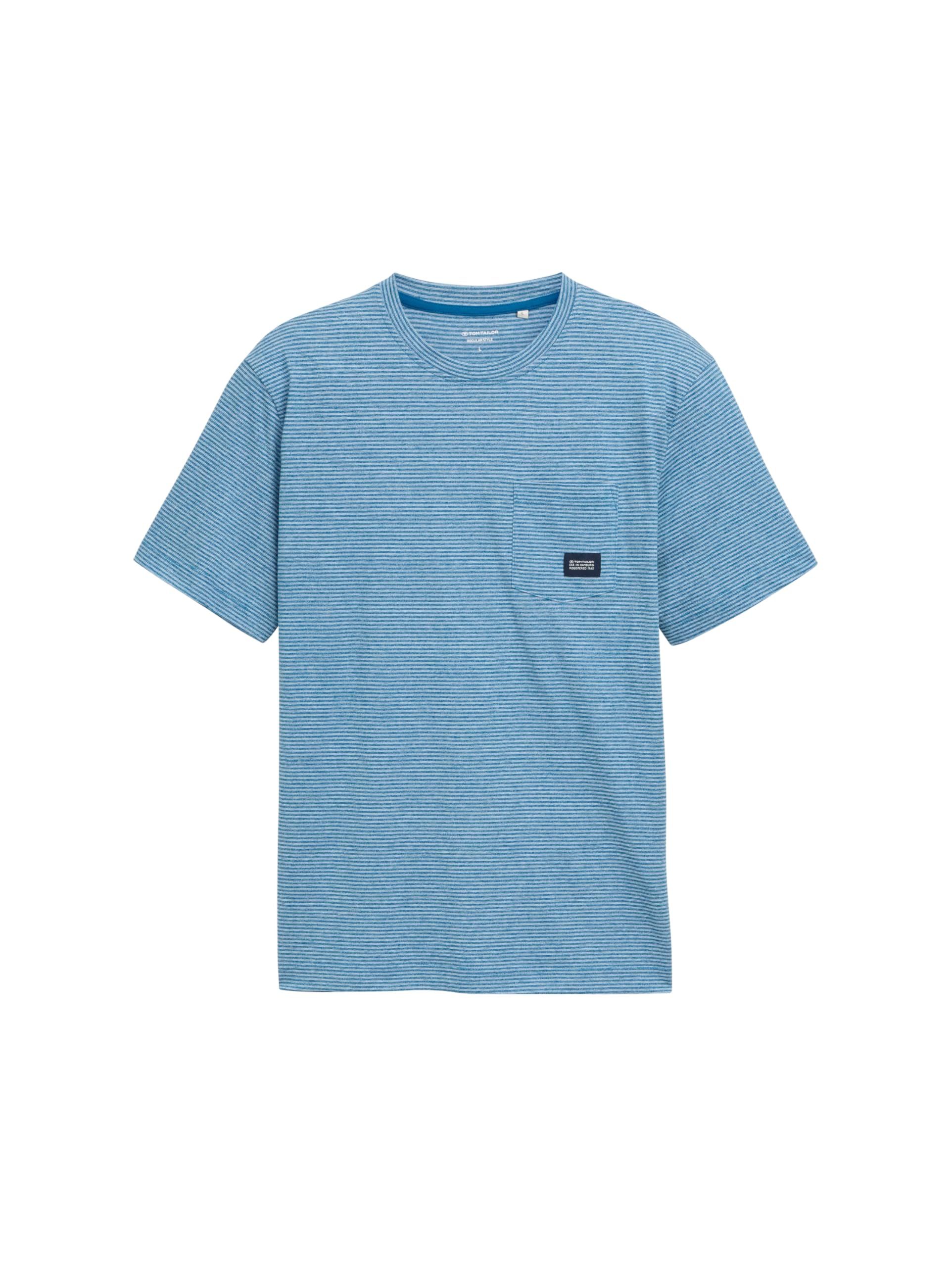 TOM TAILOR Men's T-Shirt, 38105 - Blue Petrol Fine Stripe, S