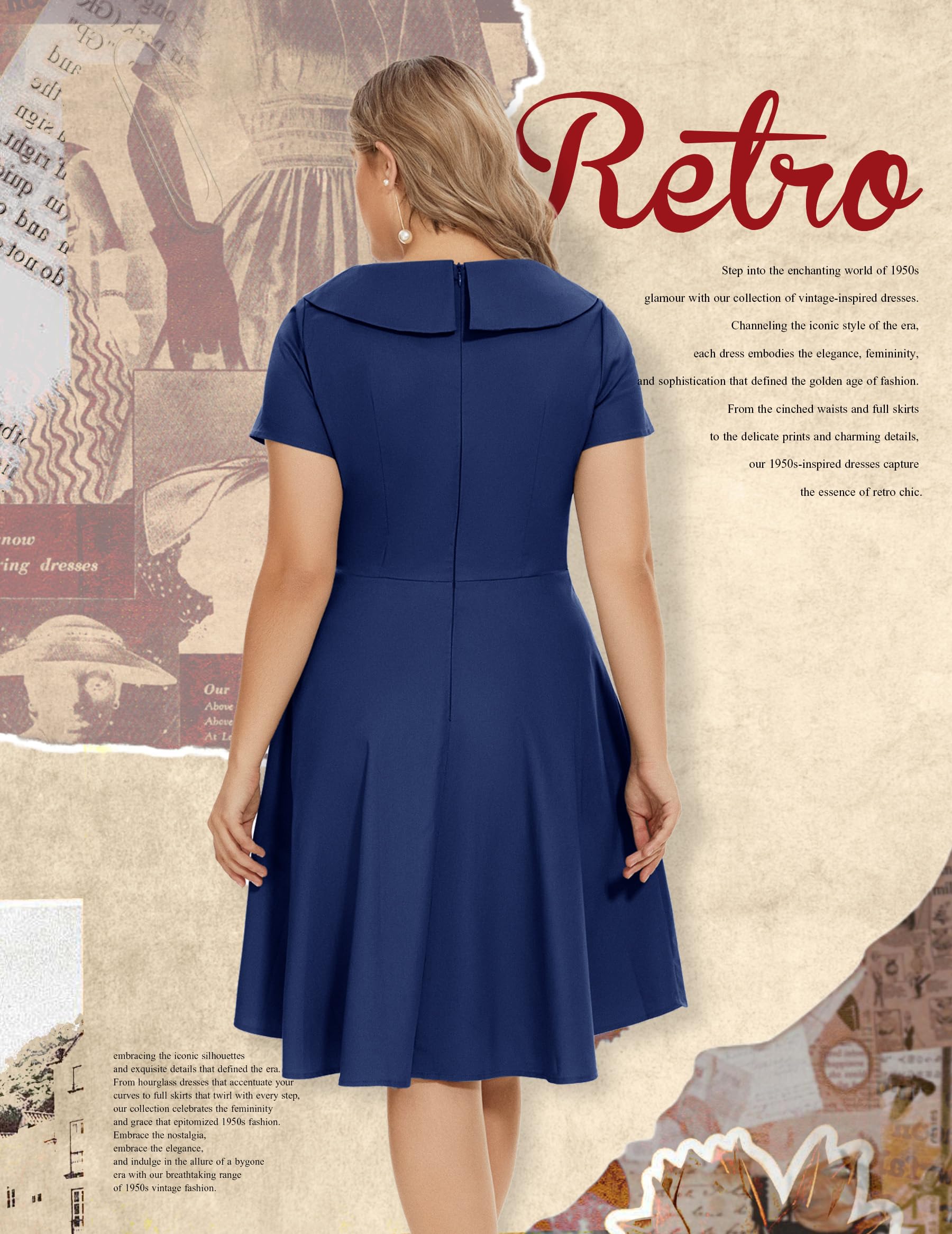 Wedtrend Sukienka koktajlowa, damska, rockabilly, odświętna, wieczorowa, krótka, vintage, w stylu lat 50. XX wieku