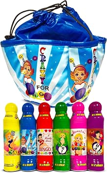 LUCKY LADY DAUBER CO. Bingo Daubers Bag & 6 Pack of Lucky Lady Bundle - Bingo Markers Made by Dab-O-Ink - Brings You Good Luck, for Adults - Blue