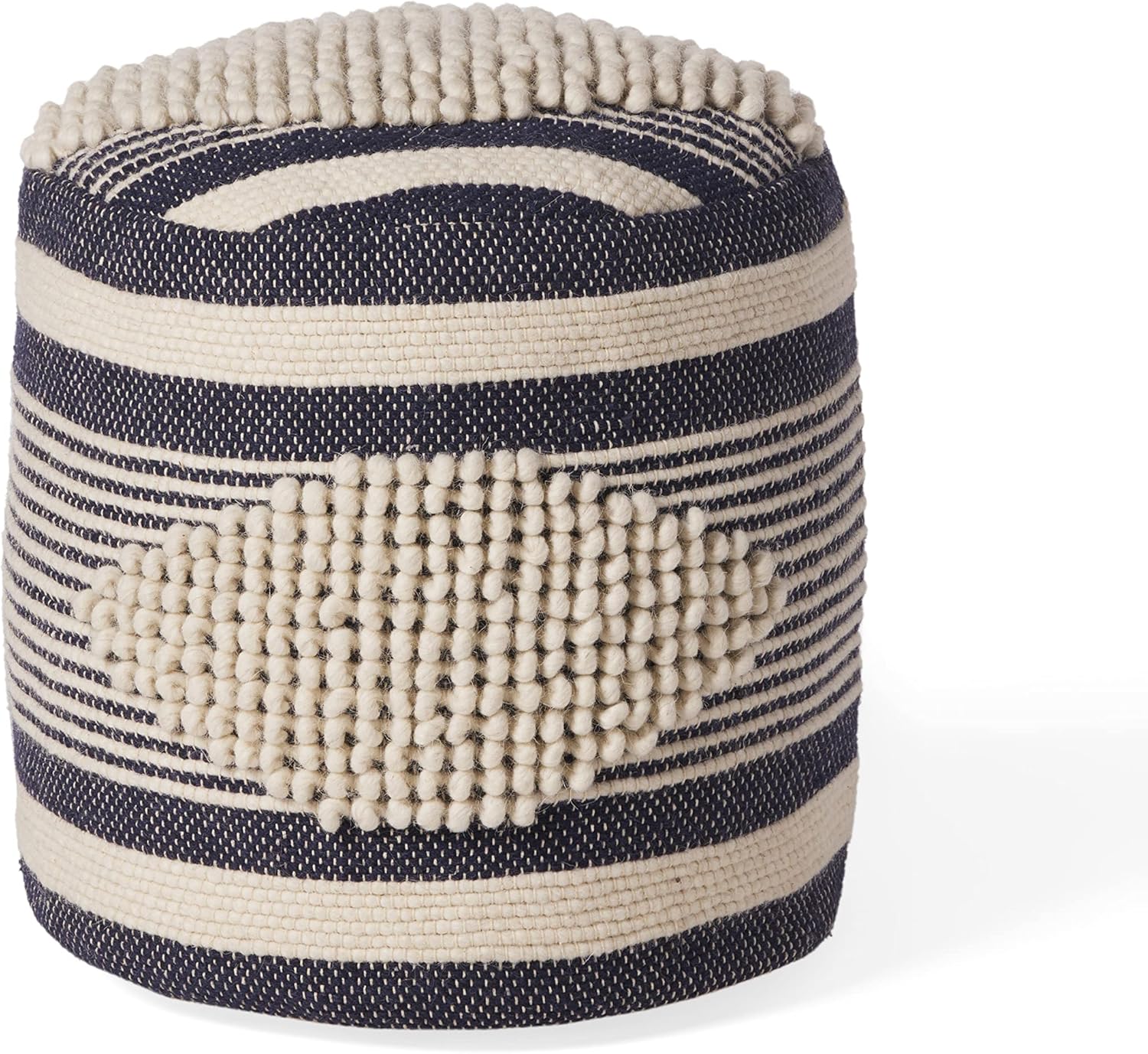 Christopher Knight Home Lucknow Handcrafted Cylinder Pouf - White/Denim Blue