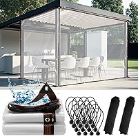 Vista 1 de Windyun Paquete de 2 lonas transparentes de servicio pesado con borde reforzado, lona de plástico impermeable, cubierta de plástico para invernadero
