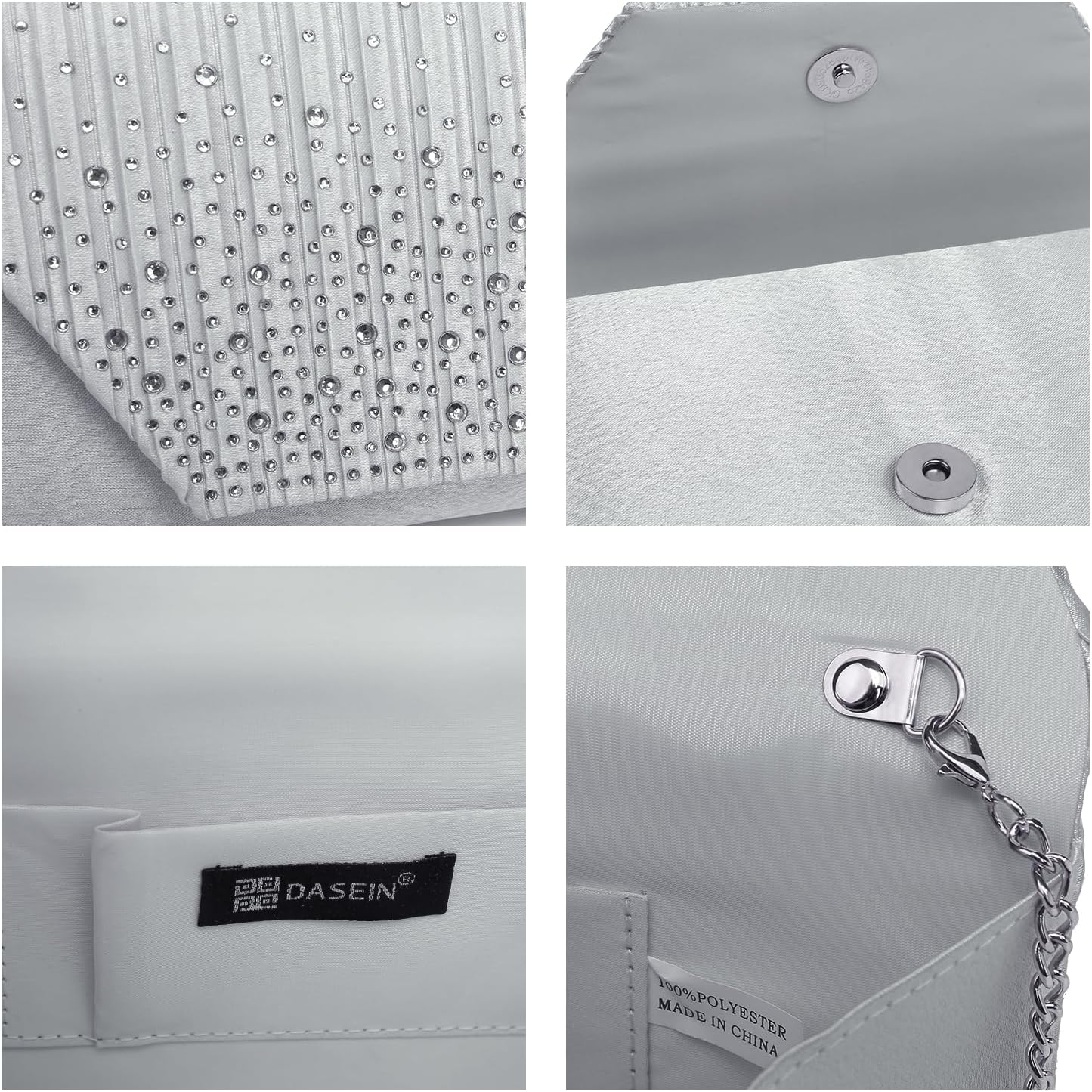 Dasein Women Evening Bags Wedding Purses Handbags Party Clutches Cocktail Prom Formal Clutch with Glitter Rhinestones - Image 5