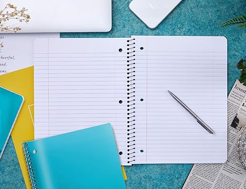 Miniatura 3 de It's Academic Cuaderno de espiral con rayas universitarias, 1 materia, 80 hojas, morado metálico y verde azulado, paquete de 4