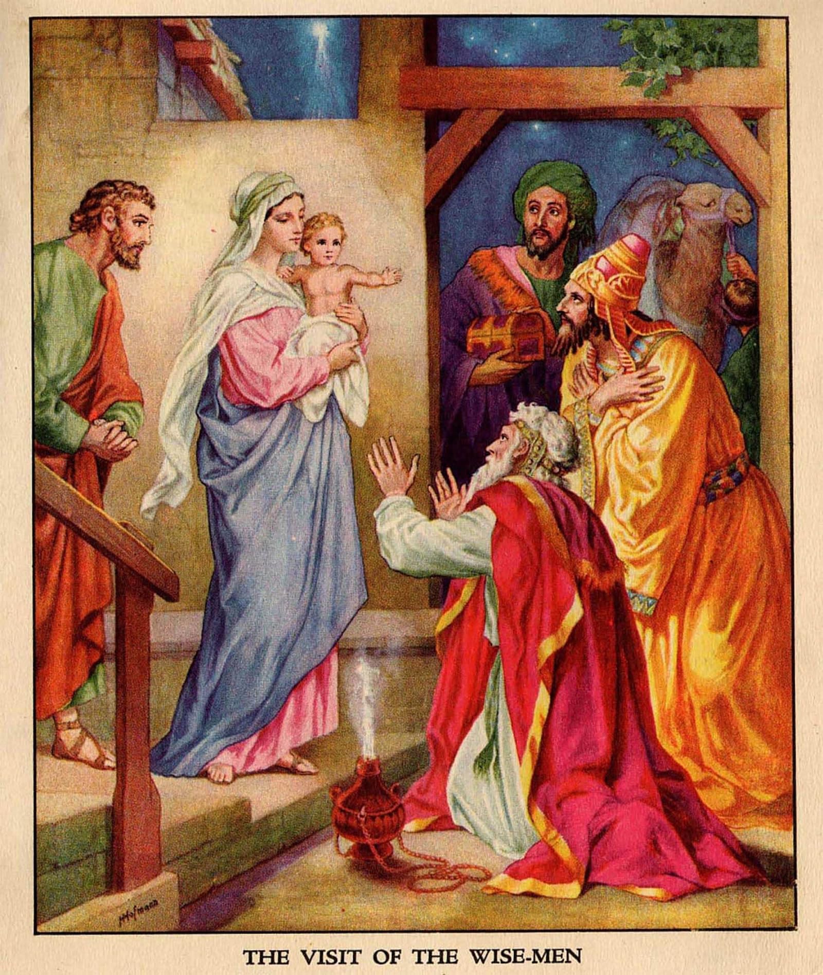 ARTXLXXBN Famous Art Print Poster Vintage Wall Art Birth of Jesus with Visiting Magi by Heinrich Karl Hofmann Canvas Art Poster for Home Decor 60x90cm