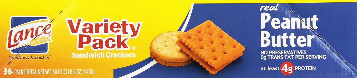 Lance Fresh Sandwich Crackers Real Peanut Butter Variety Pack, 36Count