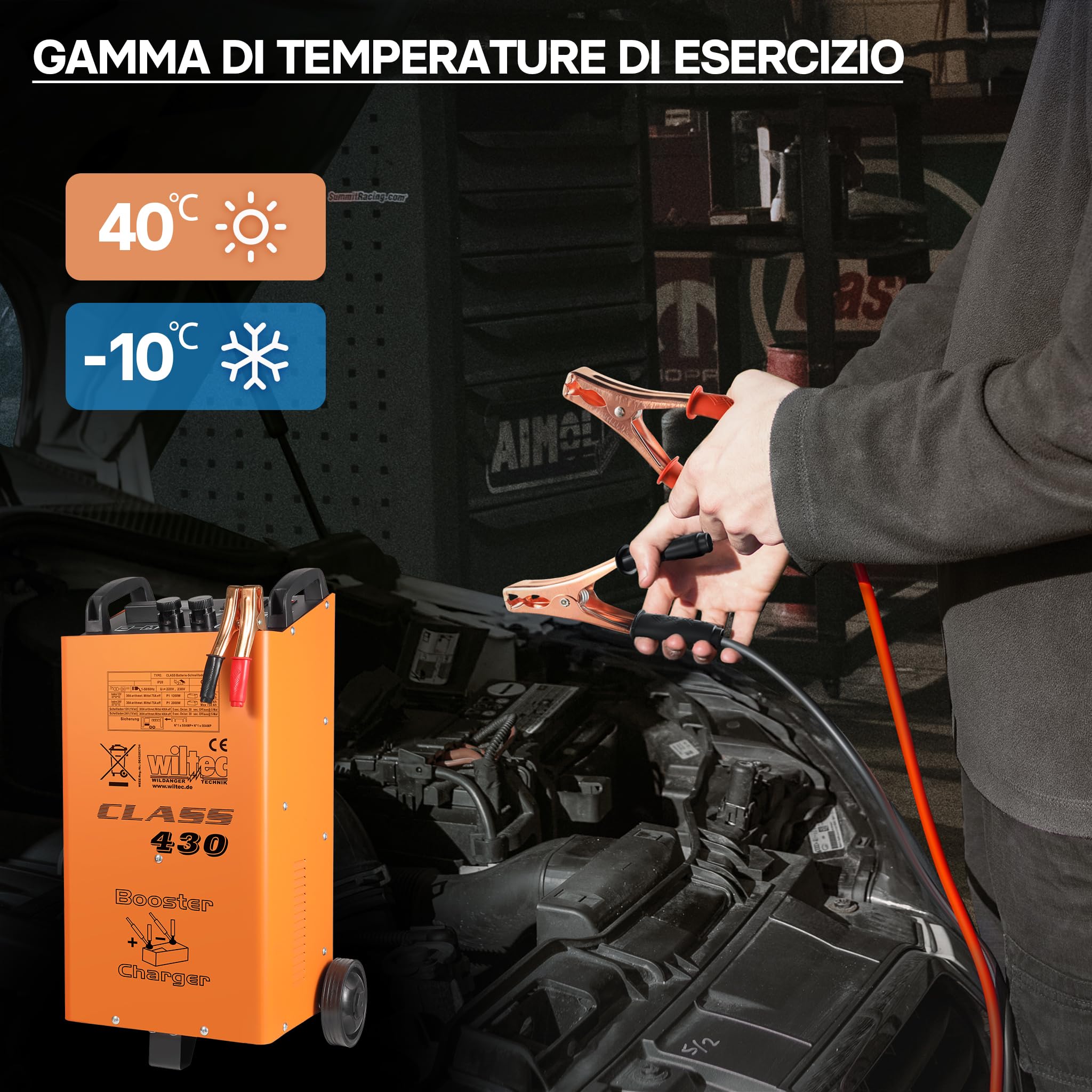 Wiltec Caricabatterie 12V e 24V Boost 430 Caricatore per batterie piombo acido AGM