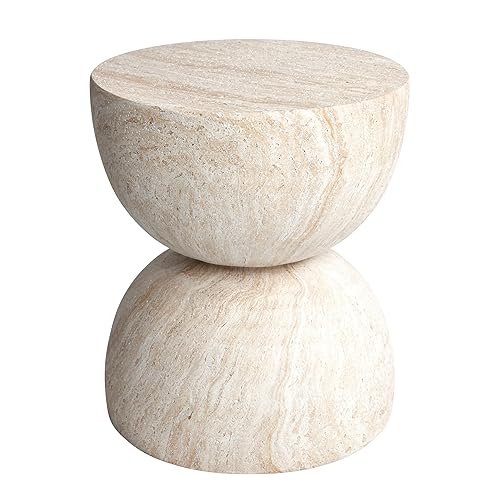 Empire Art Direct Double Hourglass Travertine Stone Finish Italian Design