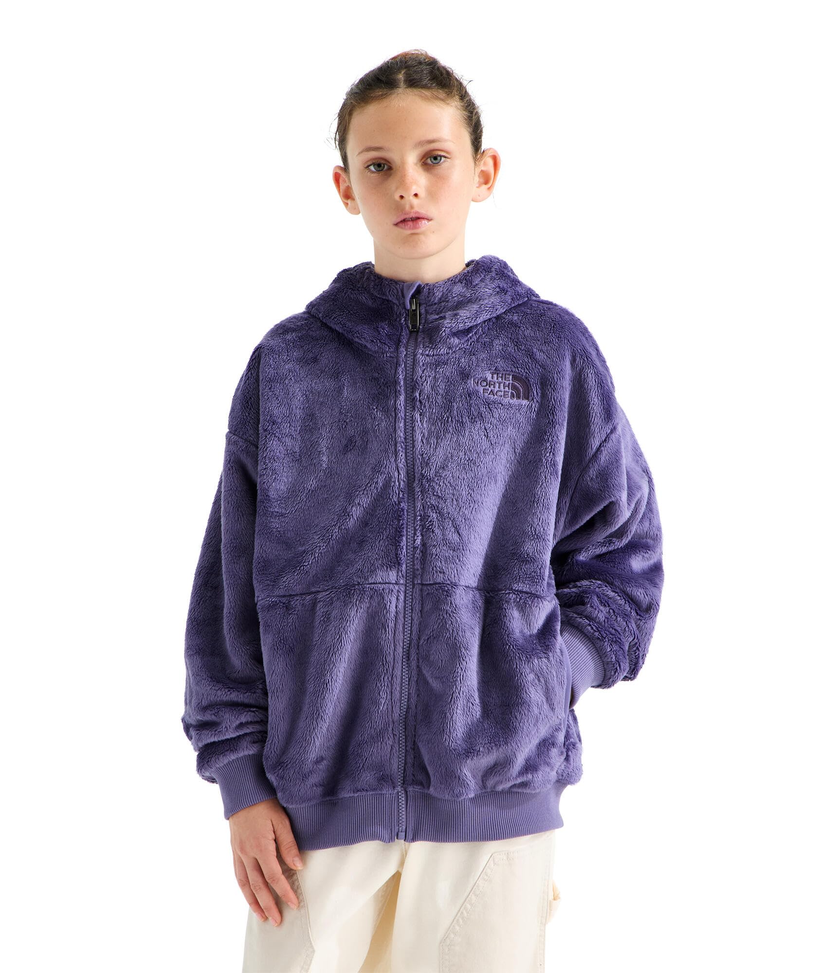 THE NORTH FACE Girls' Osito Full Zip Hoodie | Fleece Hooded Jacket With Hand Pockets &amp; Durable Ribbed Collar