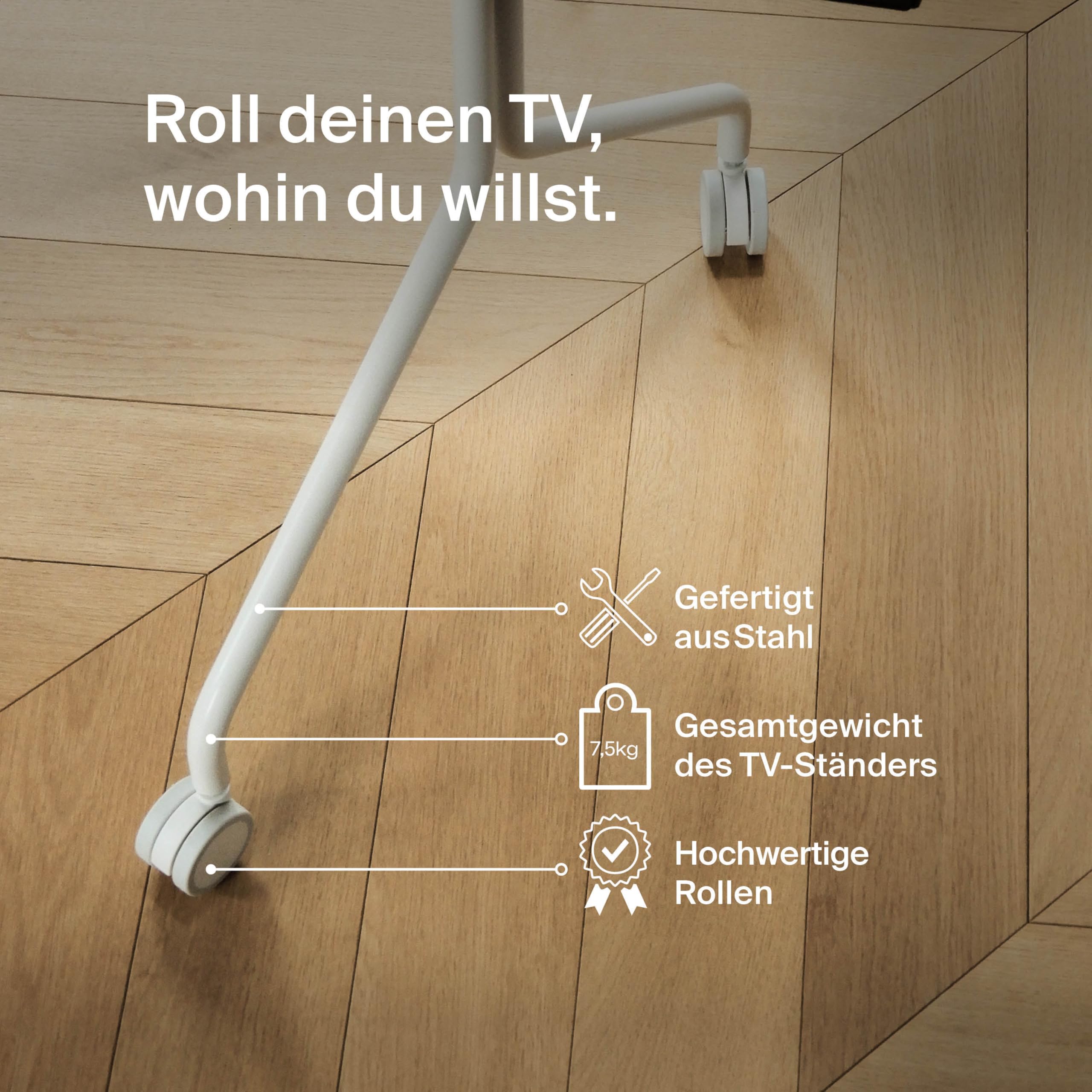 Pedestal Moon Rollin' | Mueble TV con Ruedas | Muebles TV Salon | Soporte Pie TV de Diseño Danés | Soporte TV Giratorio | Mueble Television de Moda (Beige) | Soporte de TV con ruedas, carrito de TV, soporte de TV con ruedas, elevador de TV para sala de es