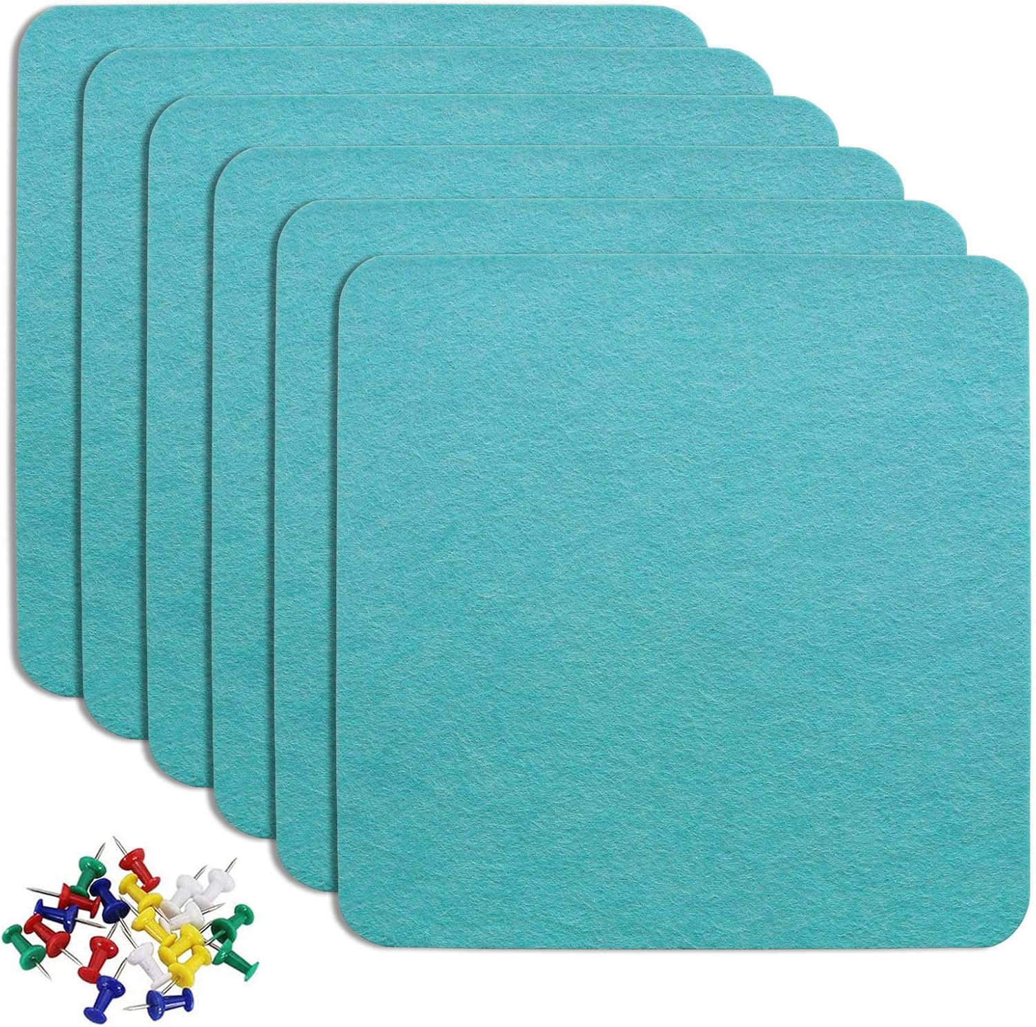 Joqixon 30 x 30cm Large Felt Bulletin Board with 30 Push Pins, 6 Packs Pin Board for Office Home