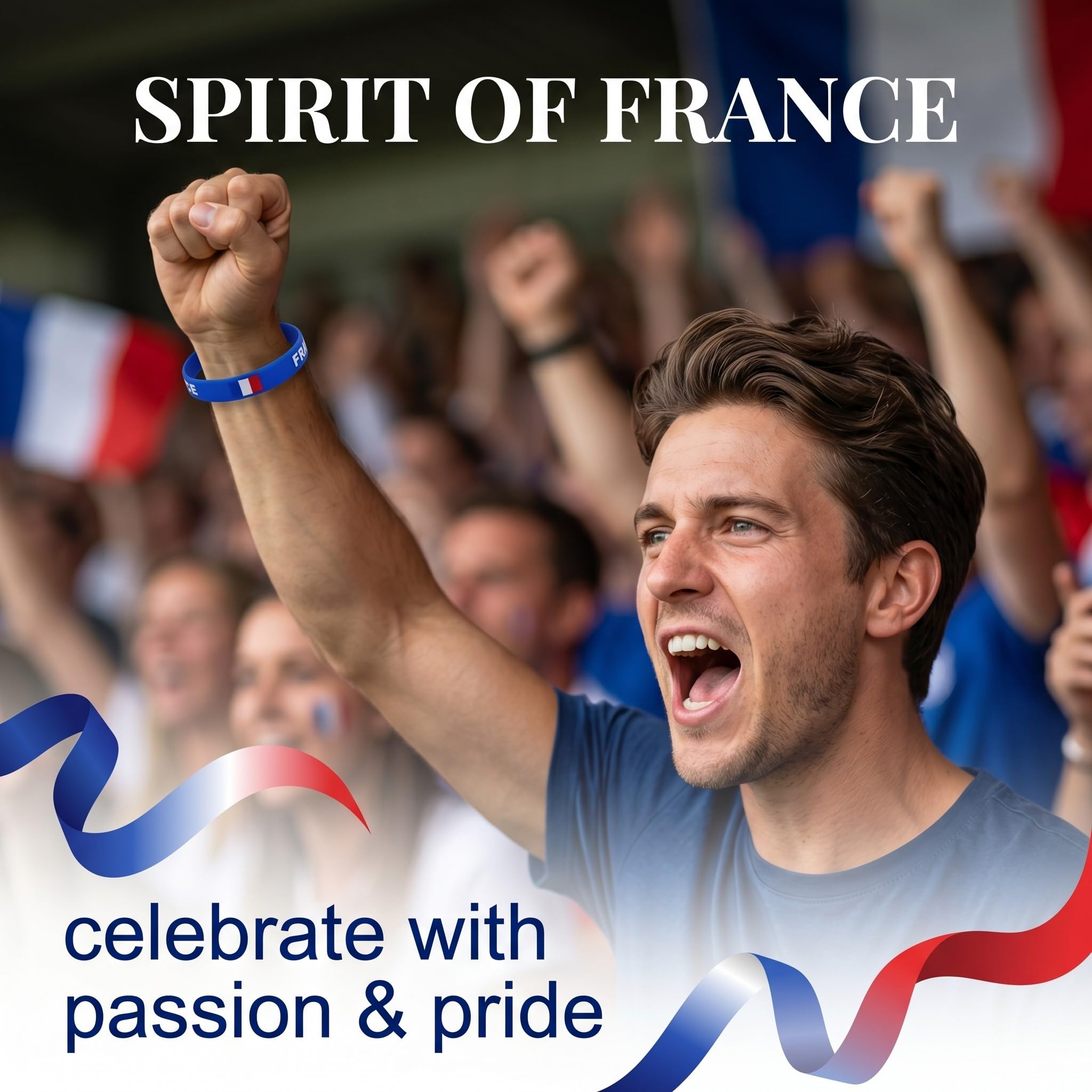 4 Pièces France Bracelet Taille Unique Nylon Bleu Blanc Rouge Élastique Réglable Imperméable Résistant Confortable pour CM Euro Fête Festival Quotidien Sport Hommes Femmes Enfants